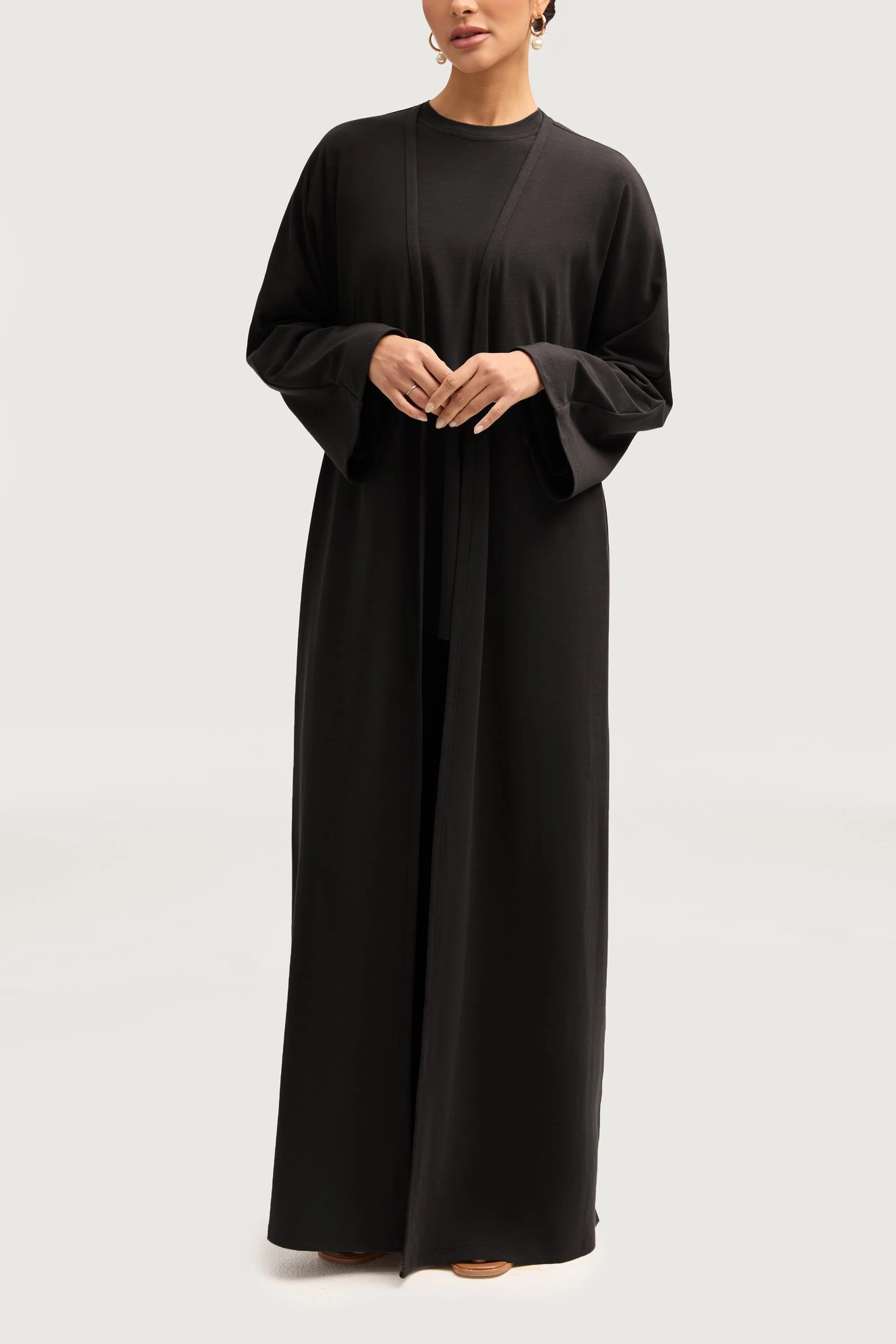 Aria Ribbed Everyday Maxi Cardigan - Black