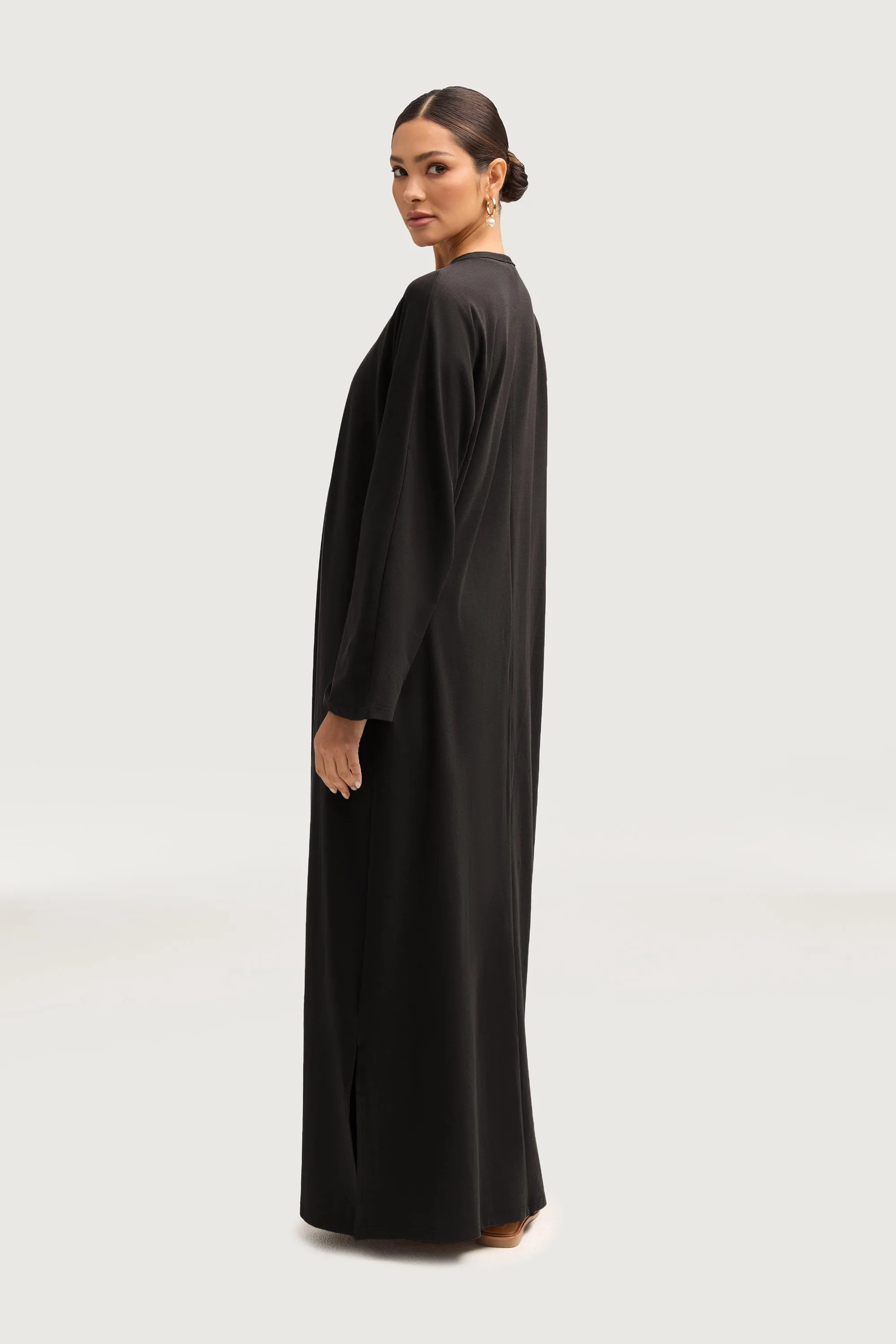 Aria Ribbed Everyday Maxi Cardigan - Black