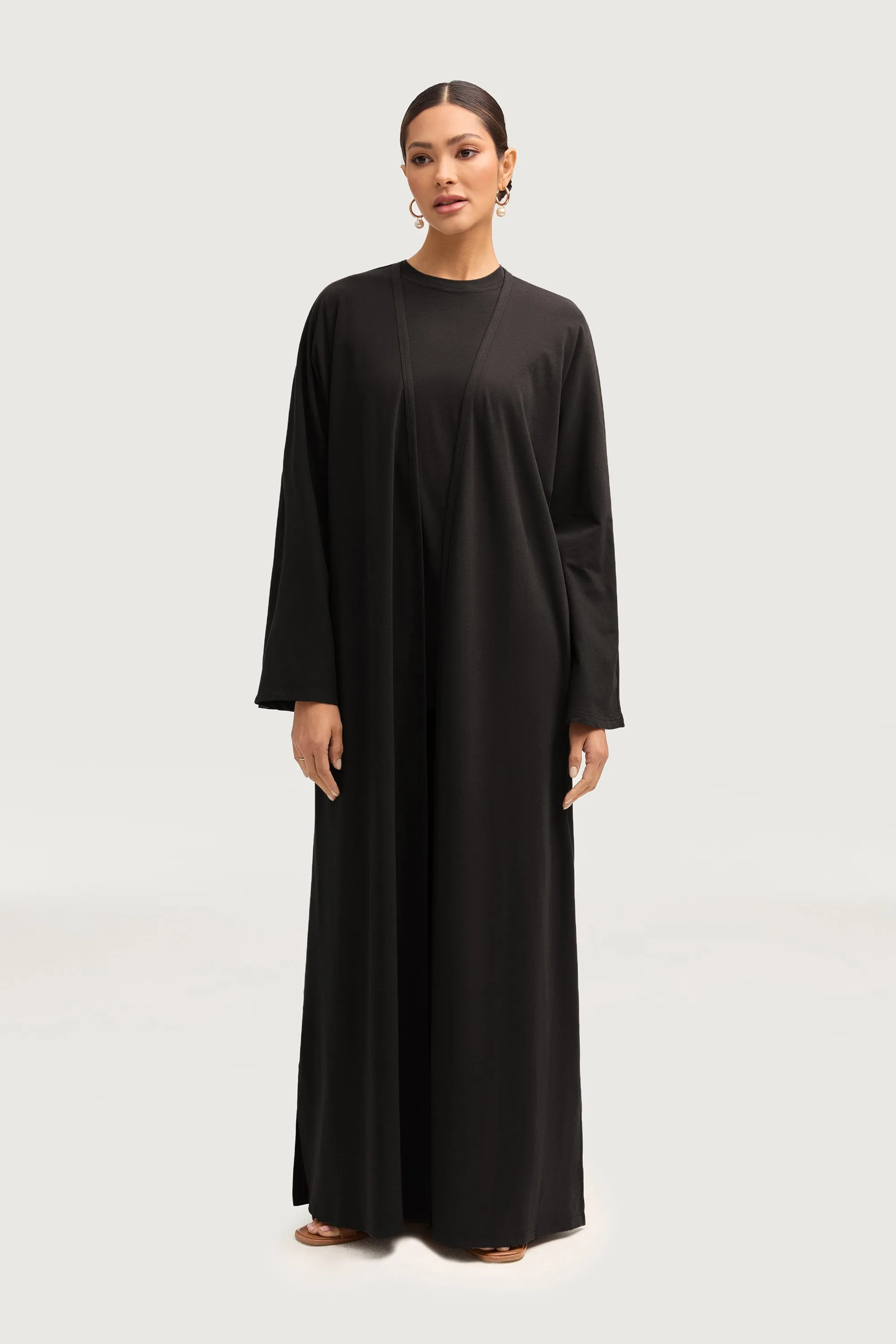 Aria Ribbed Everyday Maxi Cardigan - Black