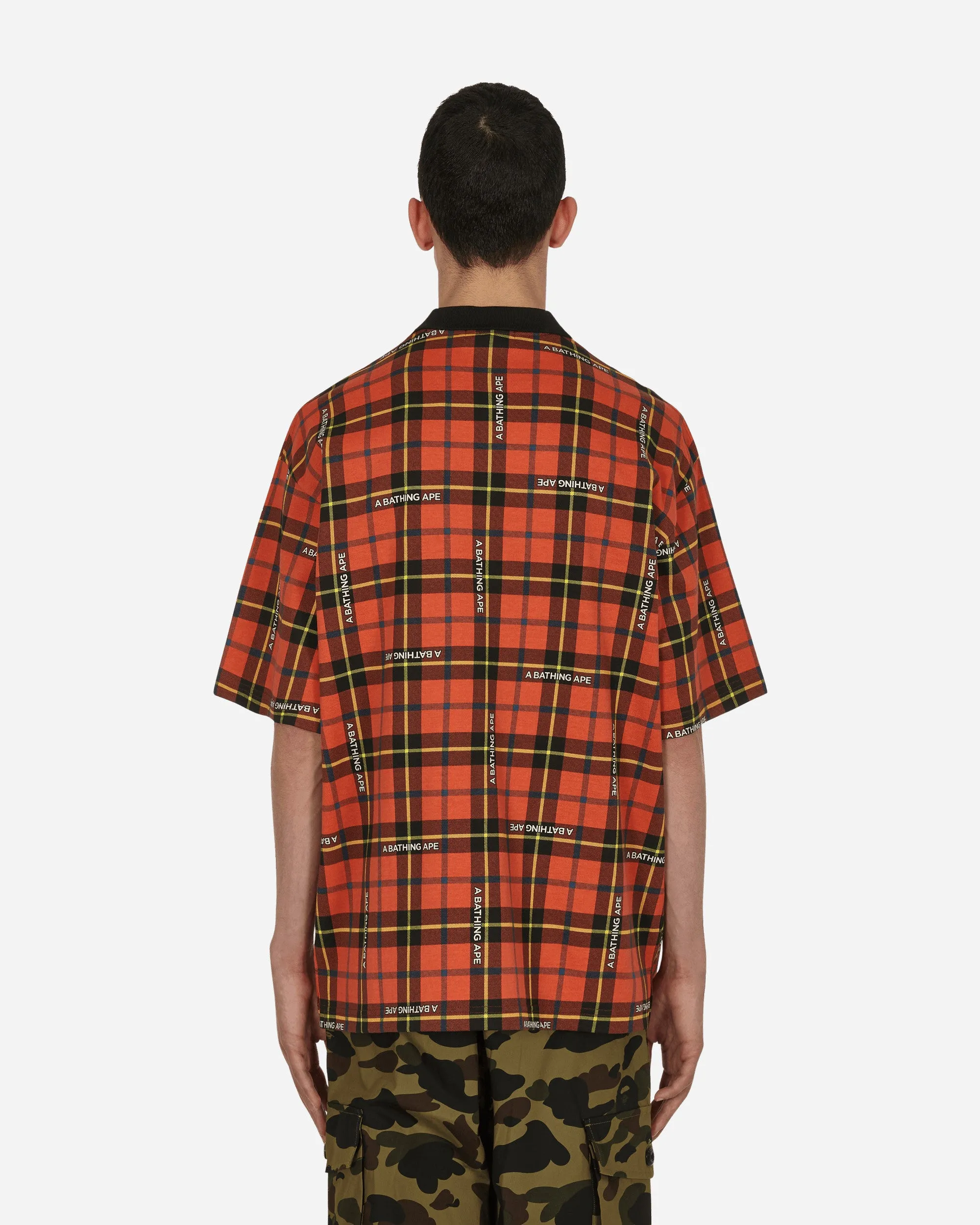 Bape Logo Check Polo Shirt Red