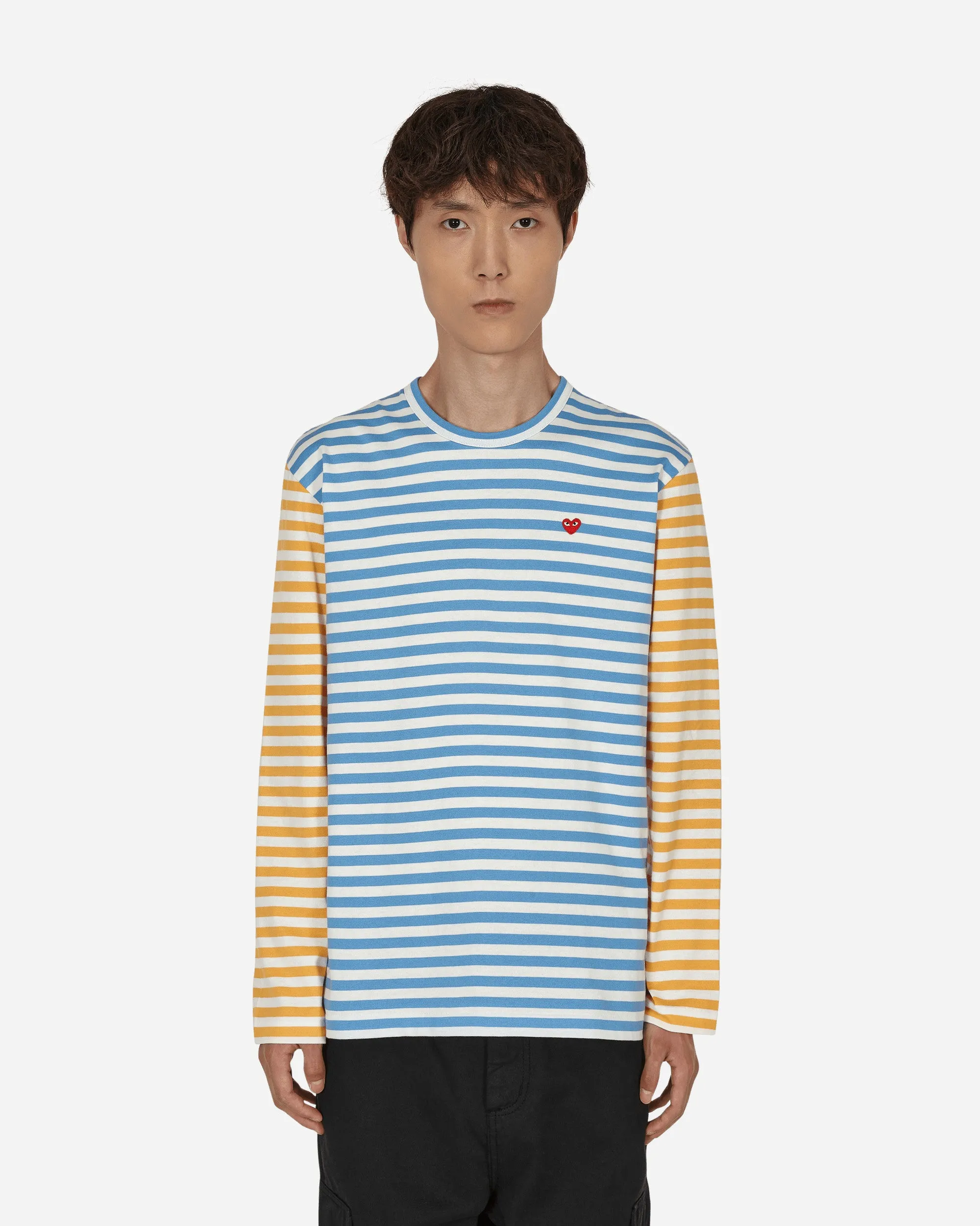 Bi-Color Stripe Longsleeve T-Shirt Blue
