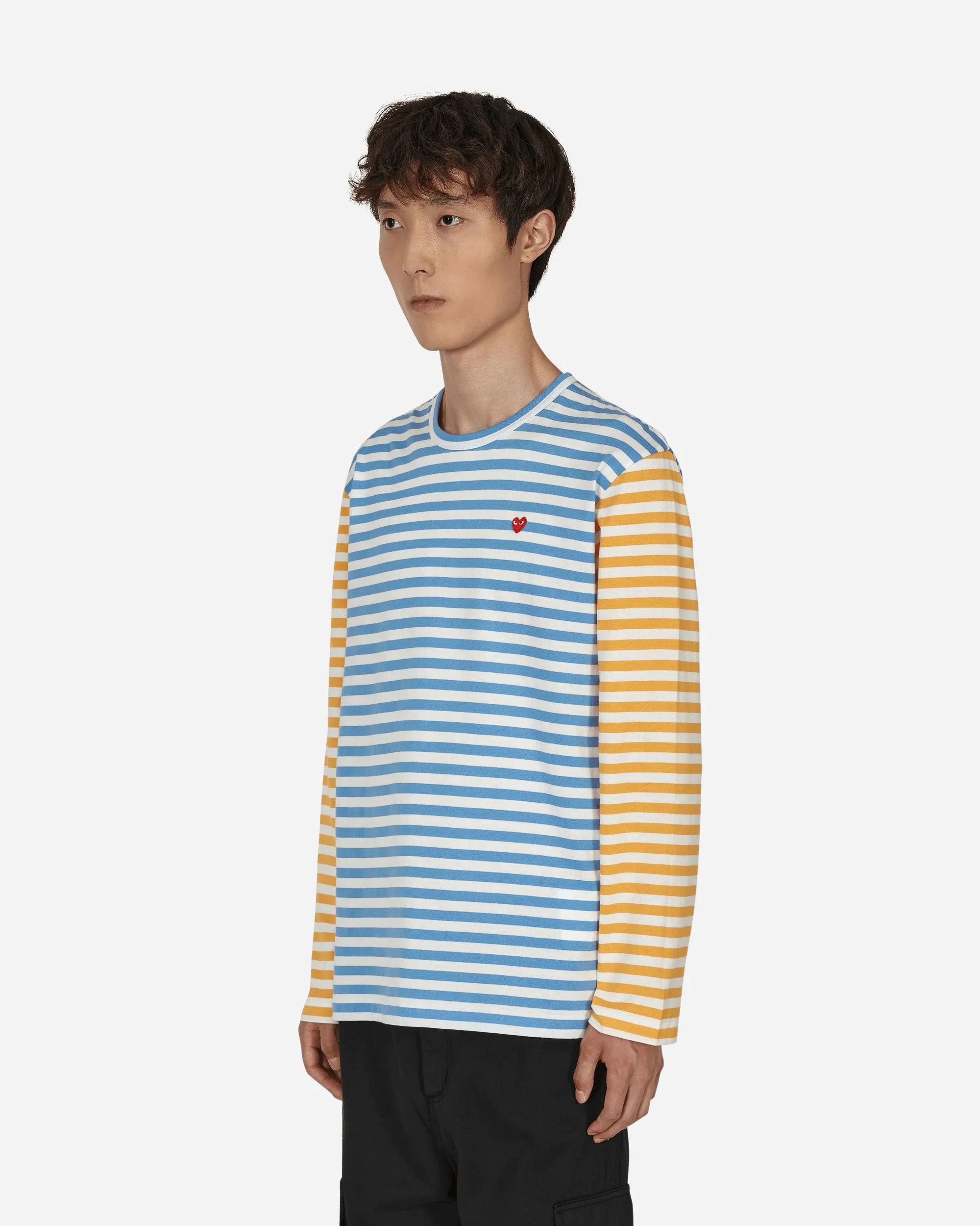 Bi-Color Stripe Longsleeve T-Shirt Blue