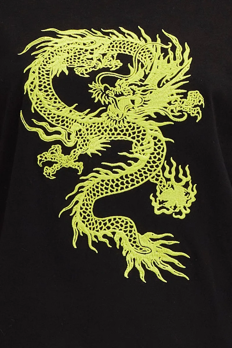 Black Crew Neck Oversized Graphic T-Shirt