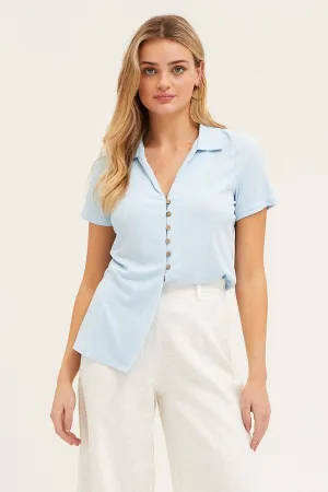 Blue Button Front Shirt