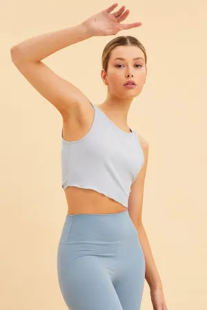 Blue Sleeveless Tank Cross Back Crop Reversible