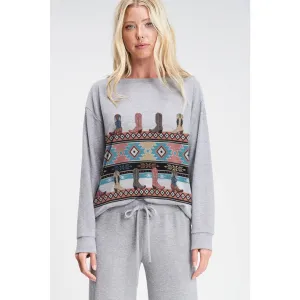 Boots Aztec print soft lounge wear set in Heather Grey TB625G12301A