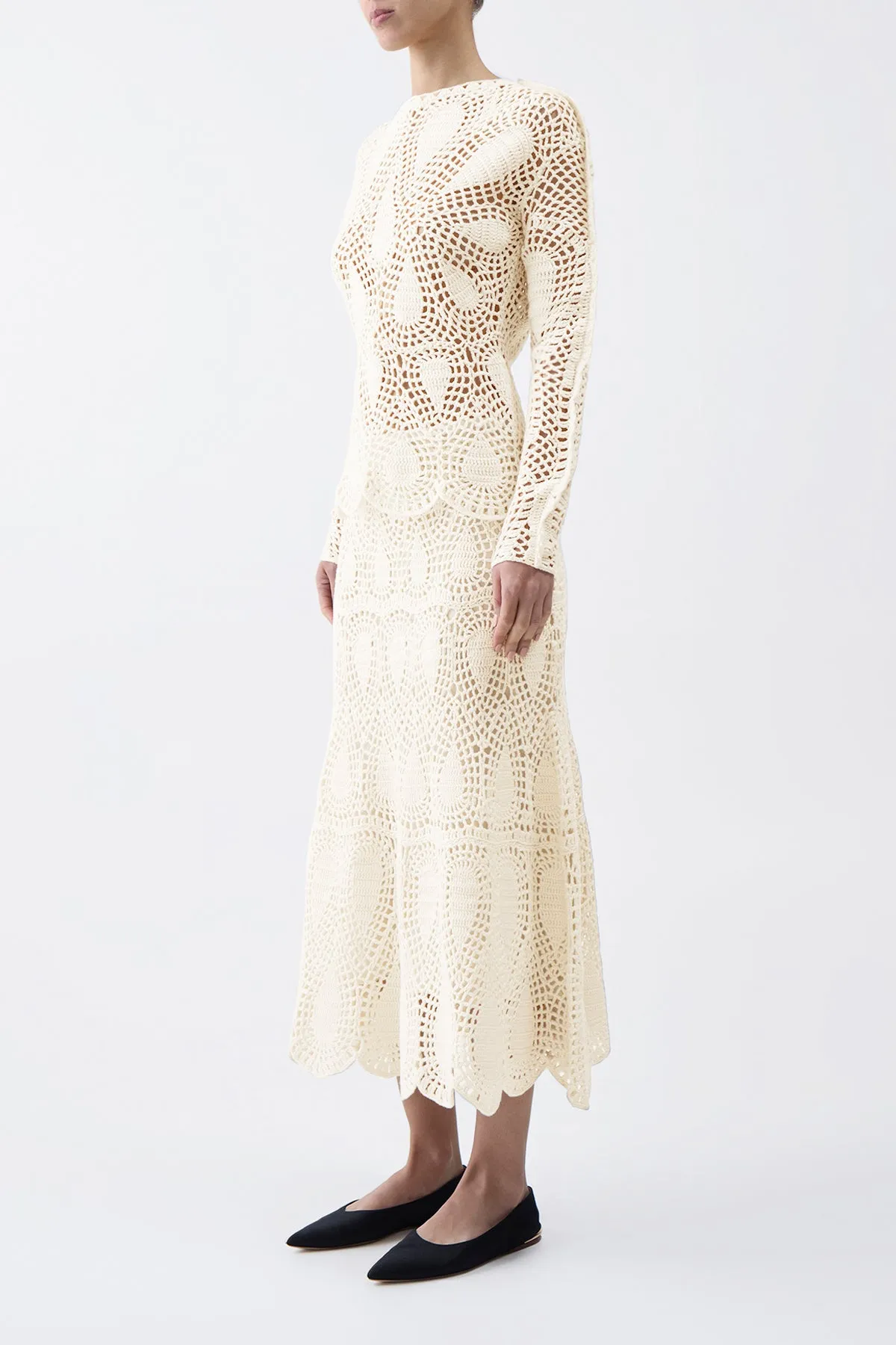 Capps Crochet Top in Ivory Wool Cashmere