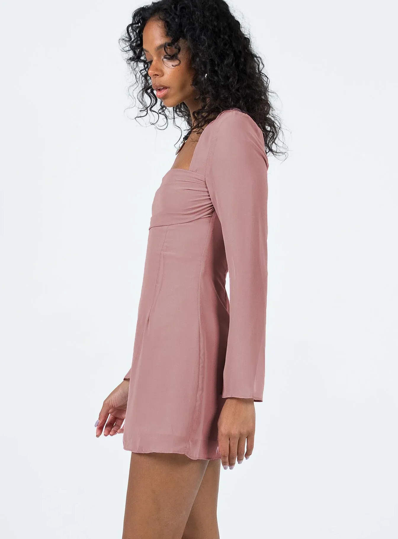 Cavanagh Long Sleeve Mini Dress Dusty Pink