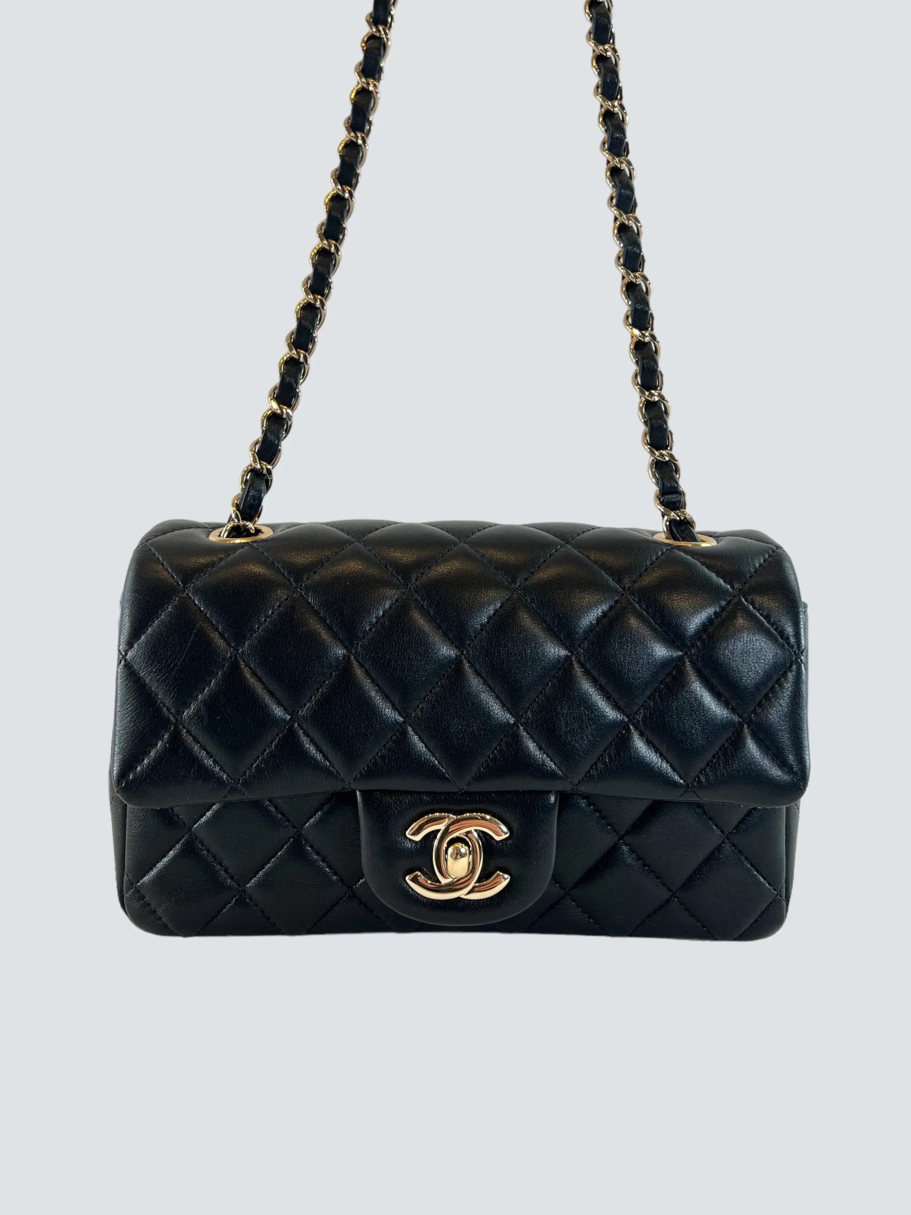 Chanel Black Lambskin Leather Mini Rectangular Crossbody