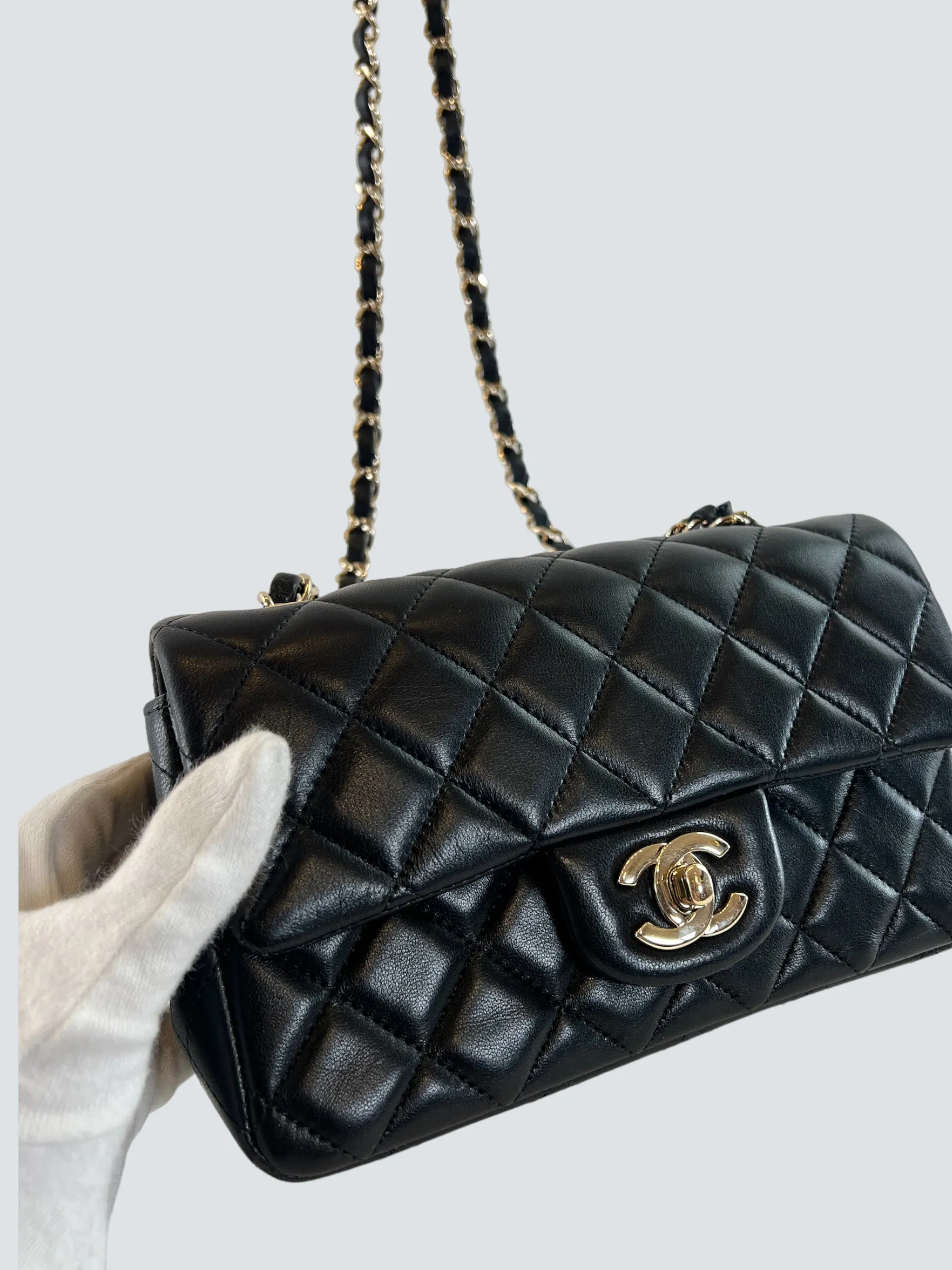 Chanel Black Lambskin Leather Mini Rectangular Crossbody