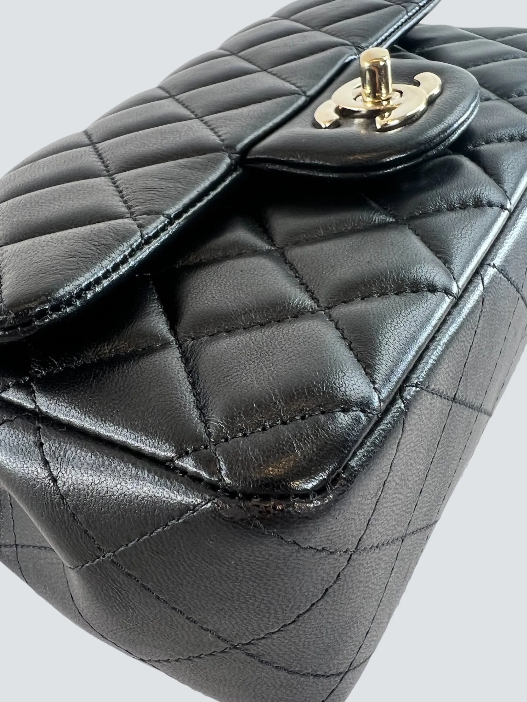 Chanel Black Lambskin Leather Mini Rectangular Crossbody