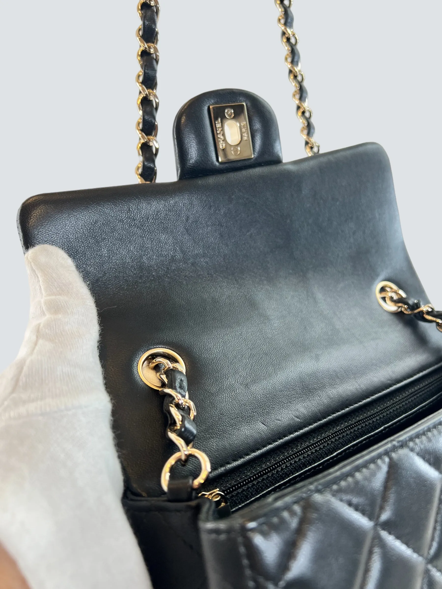 Chanel Black Lambskin Leather Mini Rectangular Crossbody