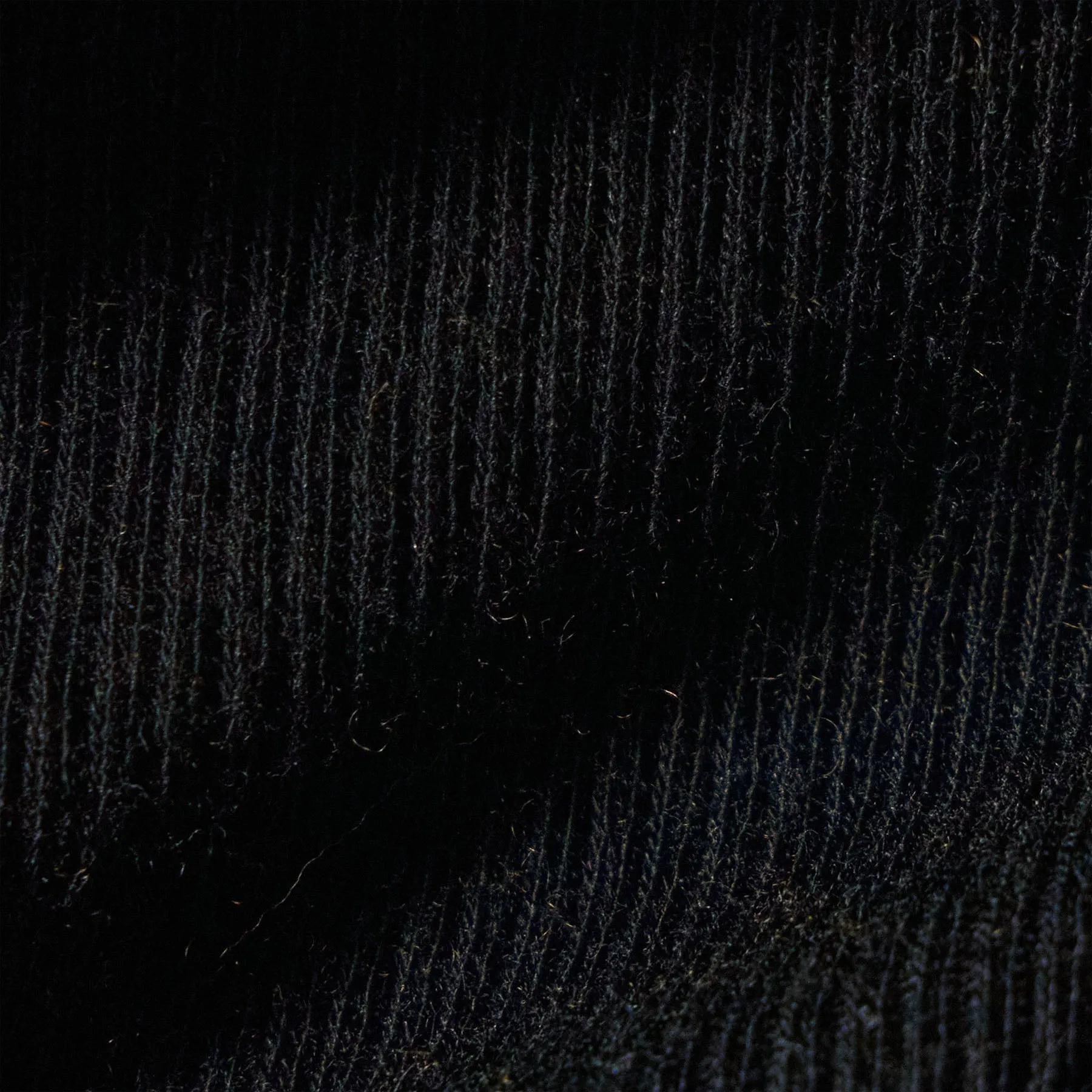 Cotton Cashmere Blend Ribbed Henley - Black