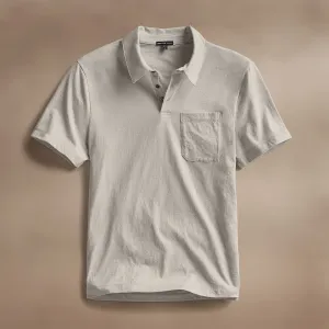 Cotton Linen Pocket Polo - Salt