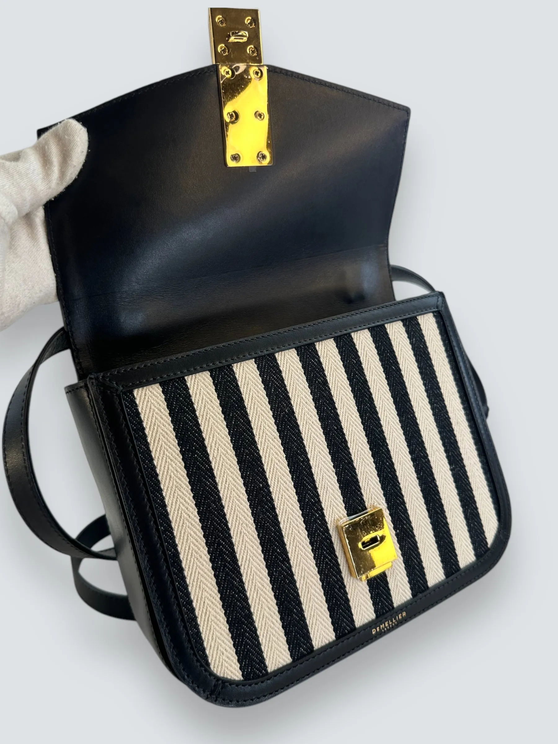 Demellier Monochrome Leather & Canvas Crossbody