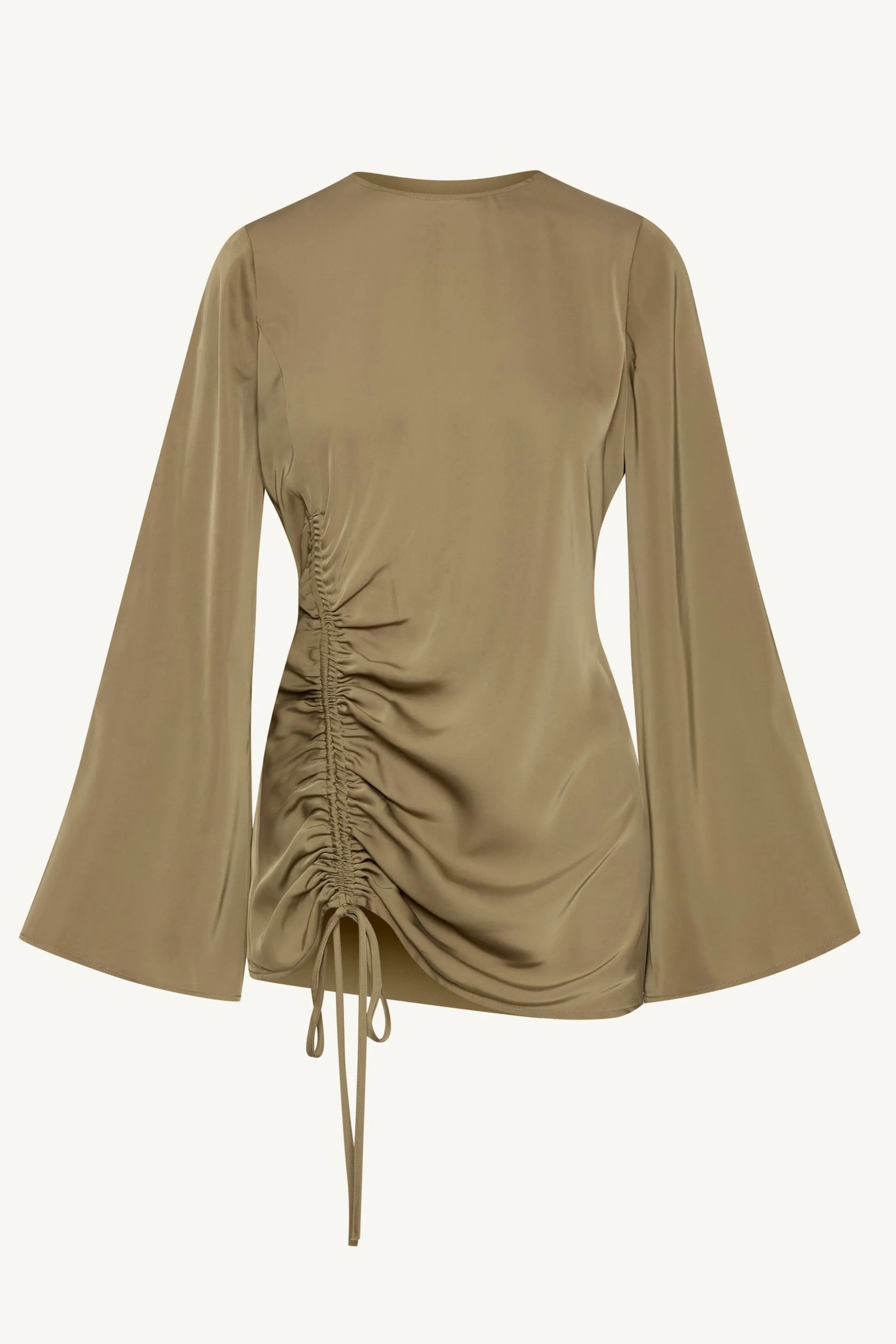 Duniya Rouched Flare Sleeve Top - Desert Palm