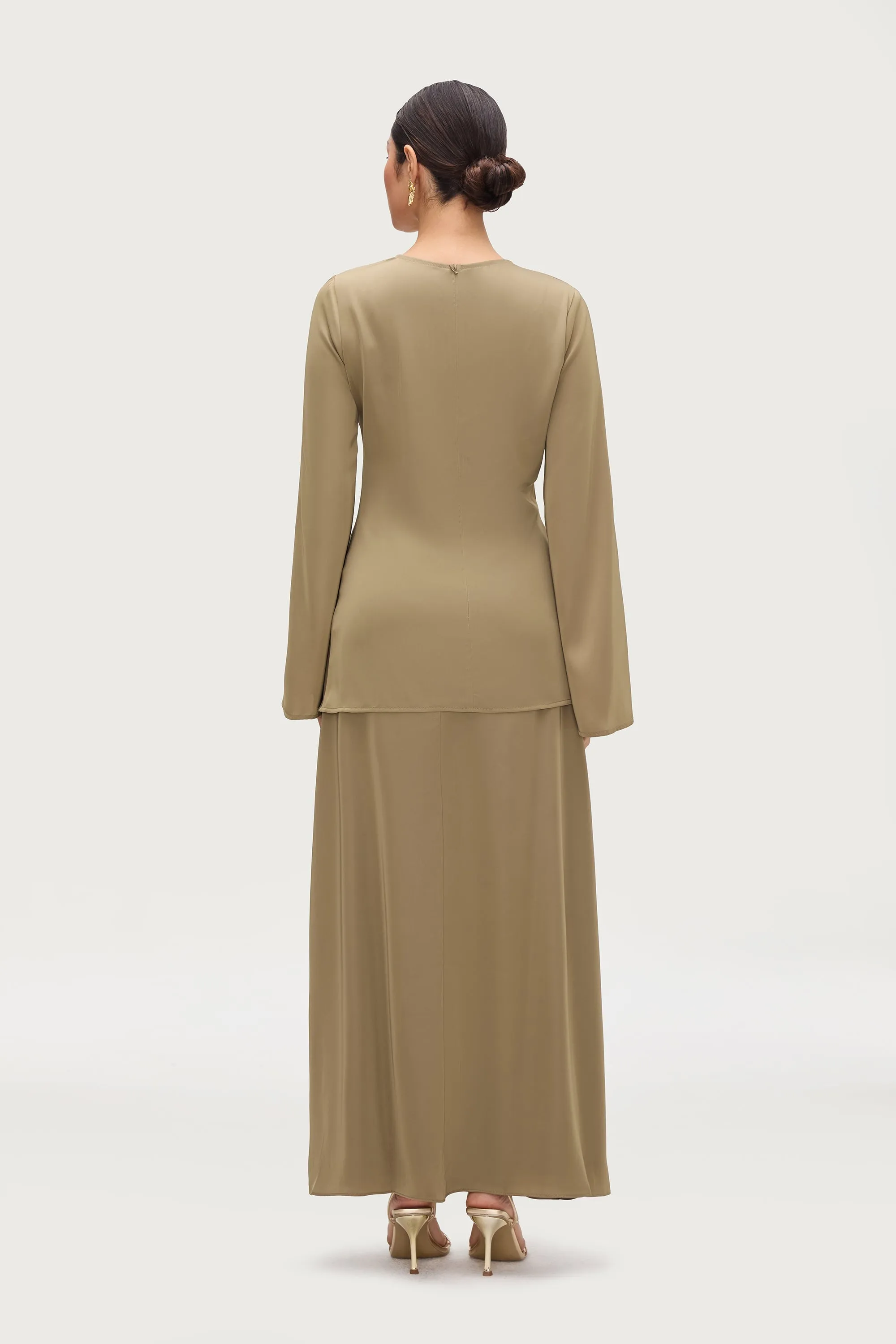 Duniya Rouched Flare Sleeve Top - Desert Palm