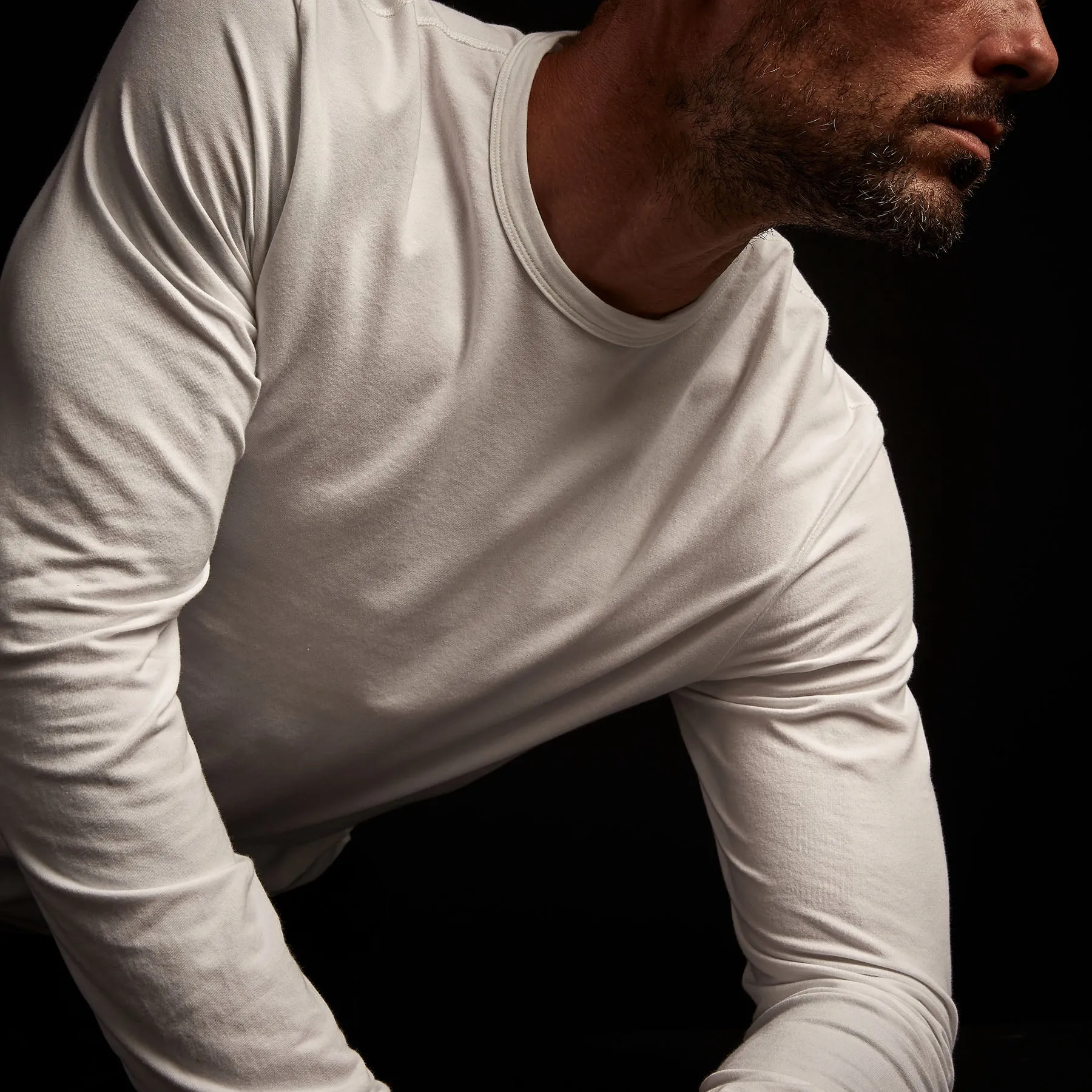 Elevated Lotus Jersey Lounge Crew - White