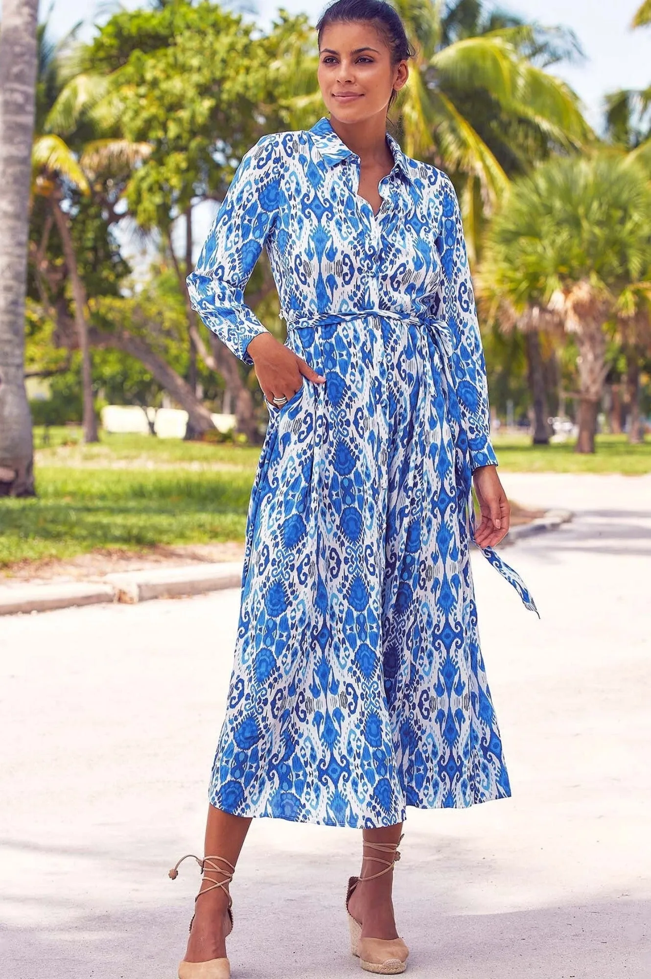 Eliza EcoVero™ Shirt Dress | Blue/White