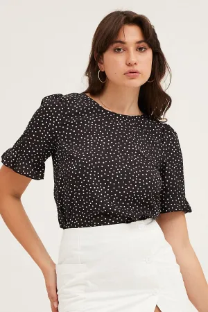 Geo Print Button Up Top Short Sleeve