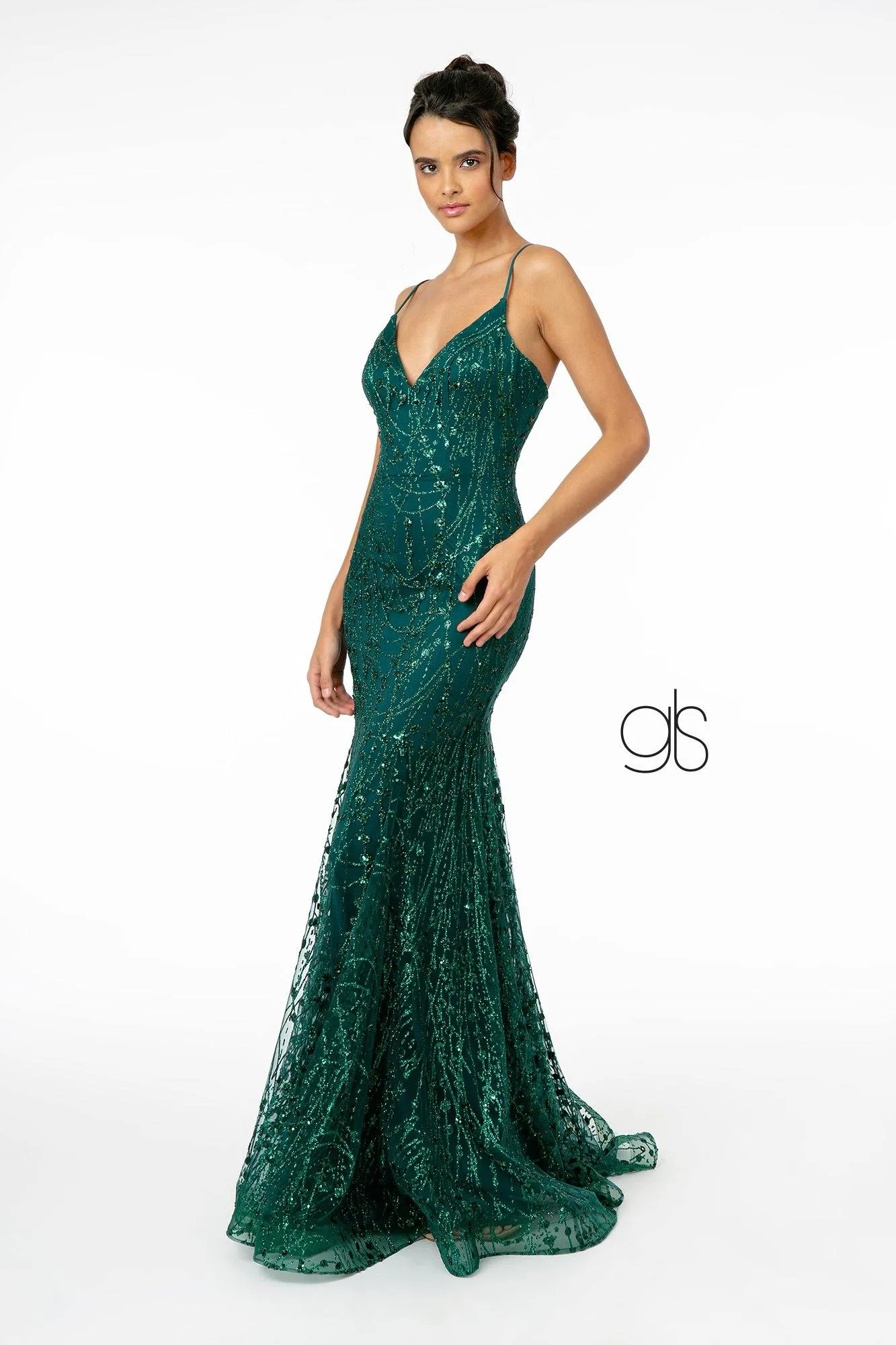 Glitter Fully Beaded Long Prom Dress