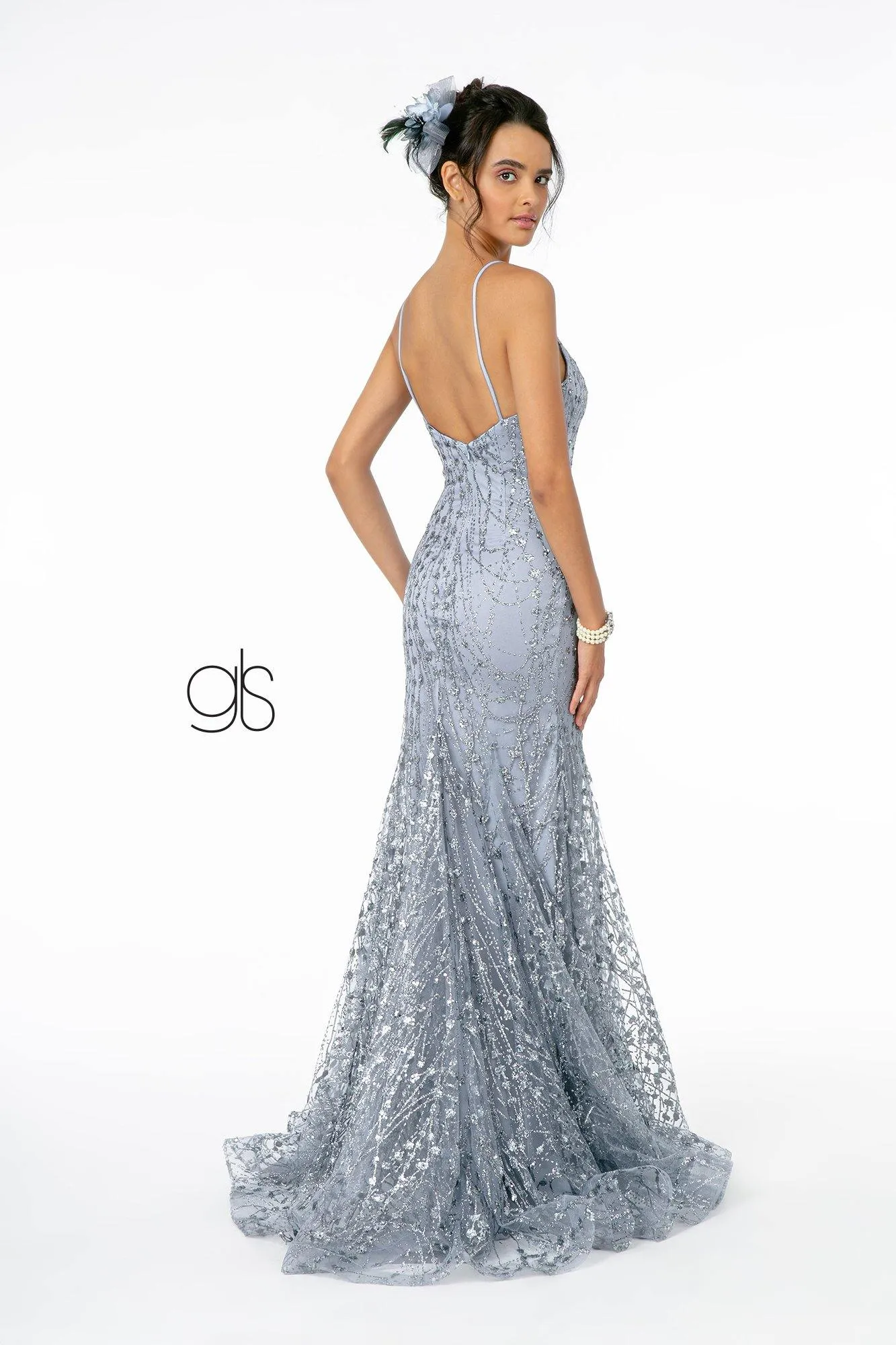 Glitter Fully Beaded Long Prom Dress