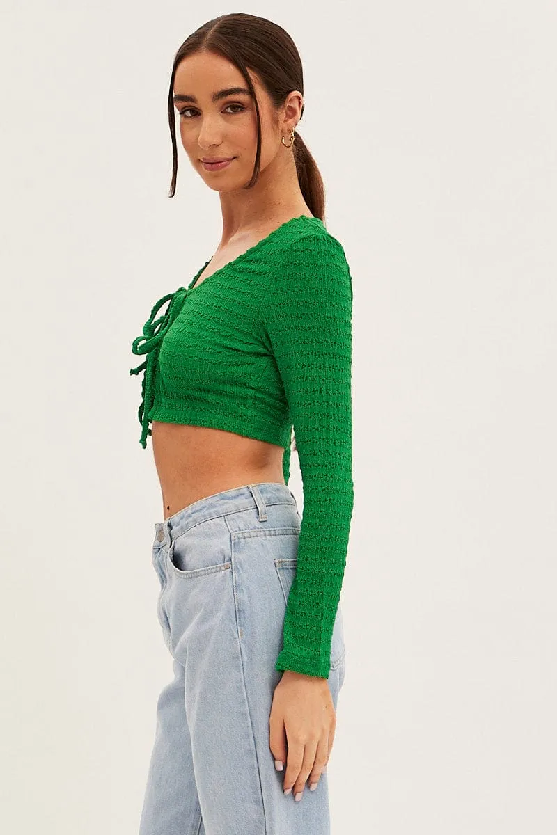 Green Textured Top Front Tie