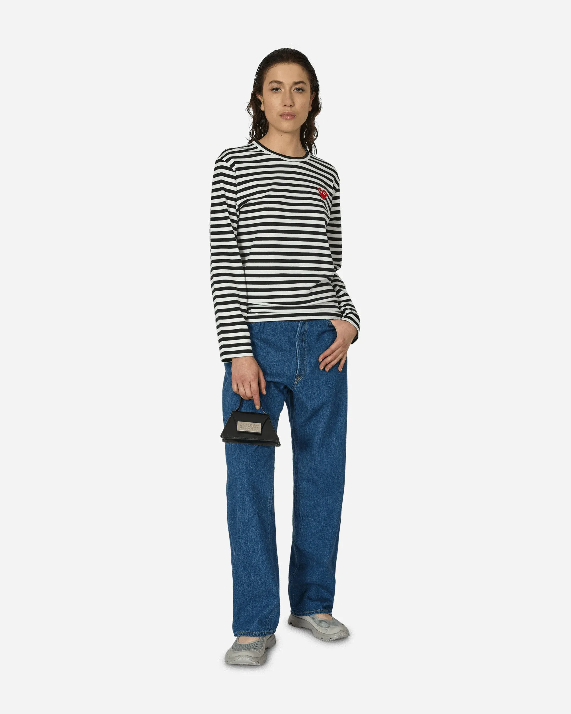 Heart Striped Longsleeve T-Shirt Black