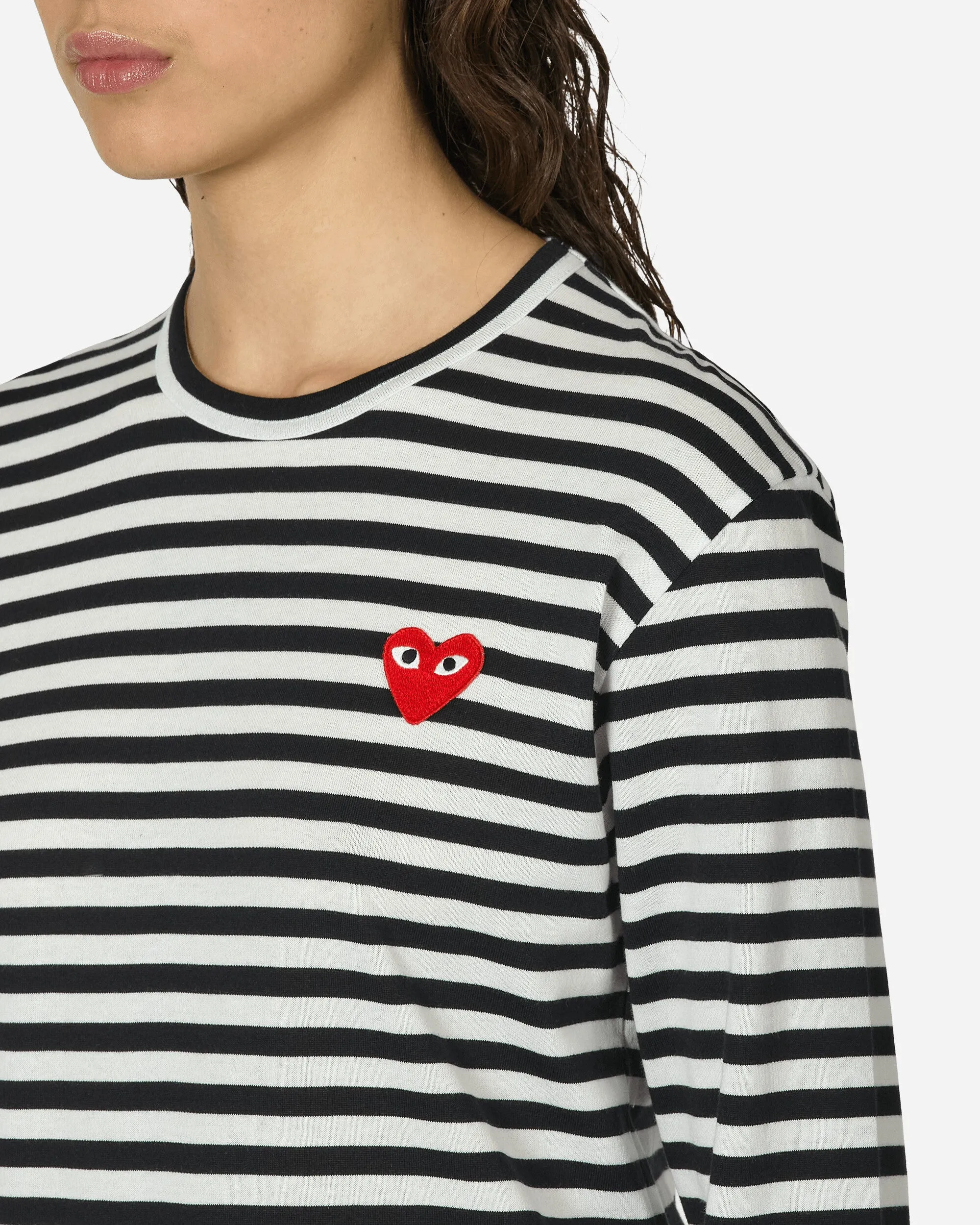 Heart Striped Longsleeve T-Shirt Black