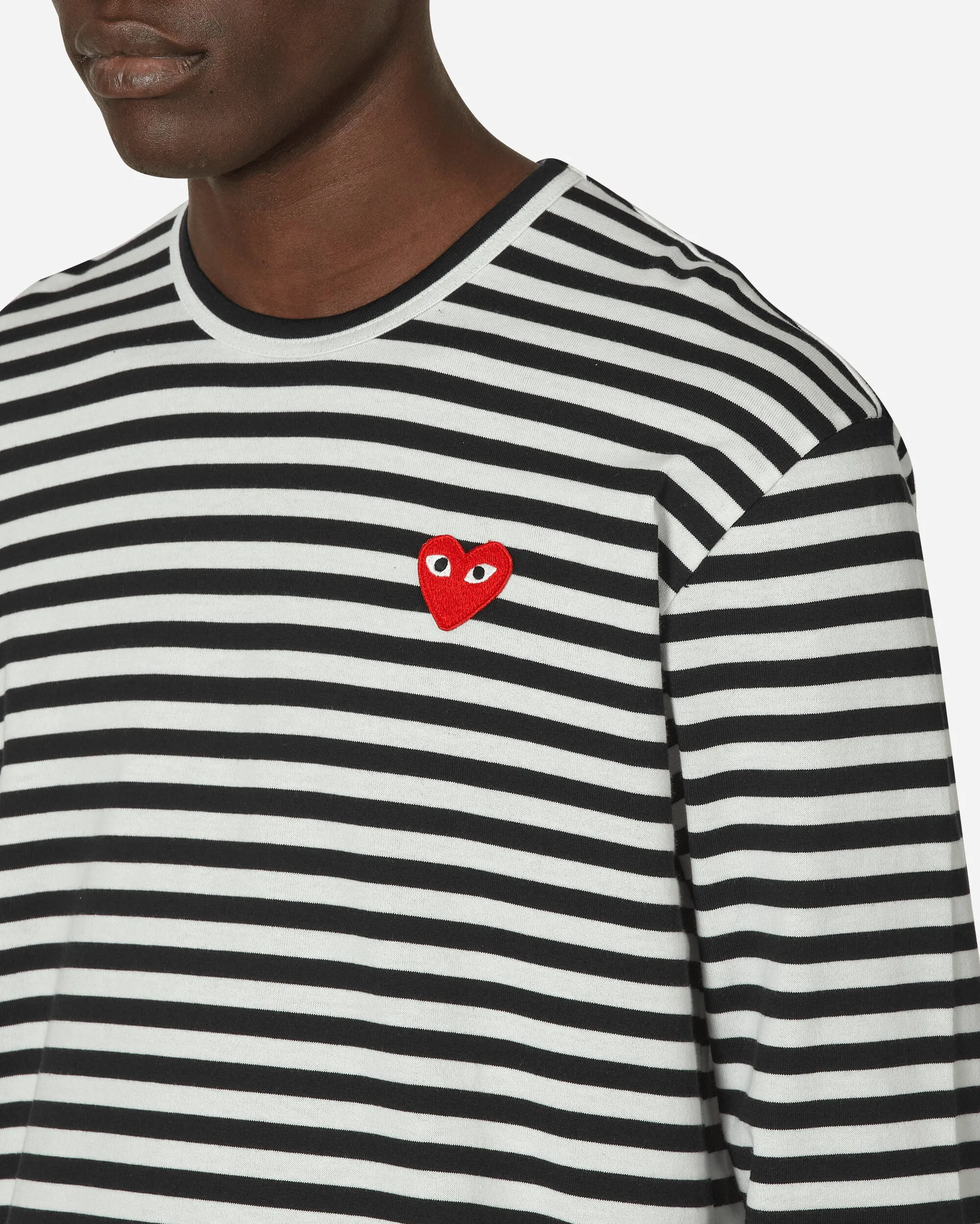 Heart Striped Longsleeve T-Shirt Black