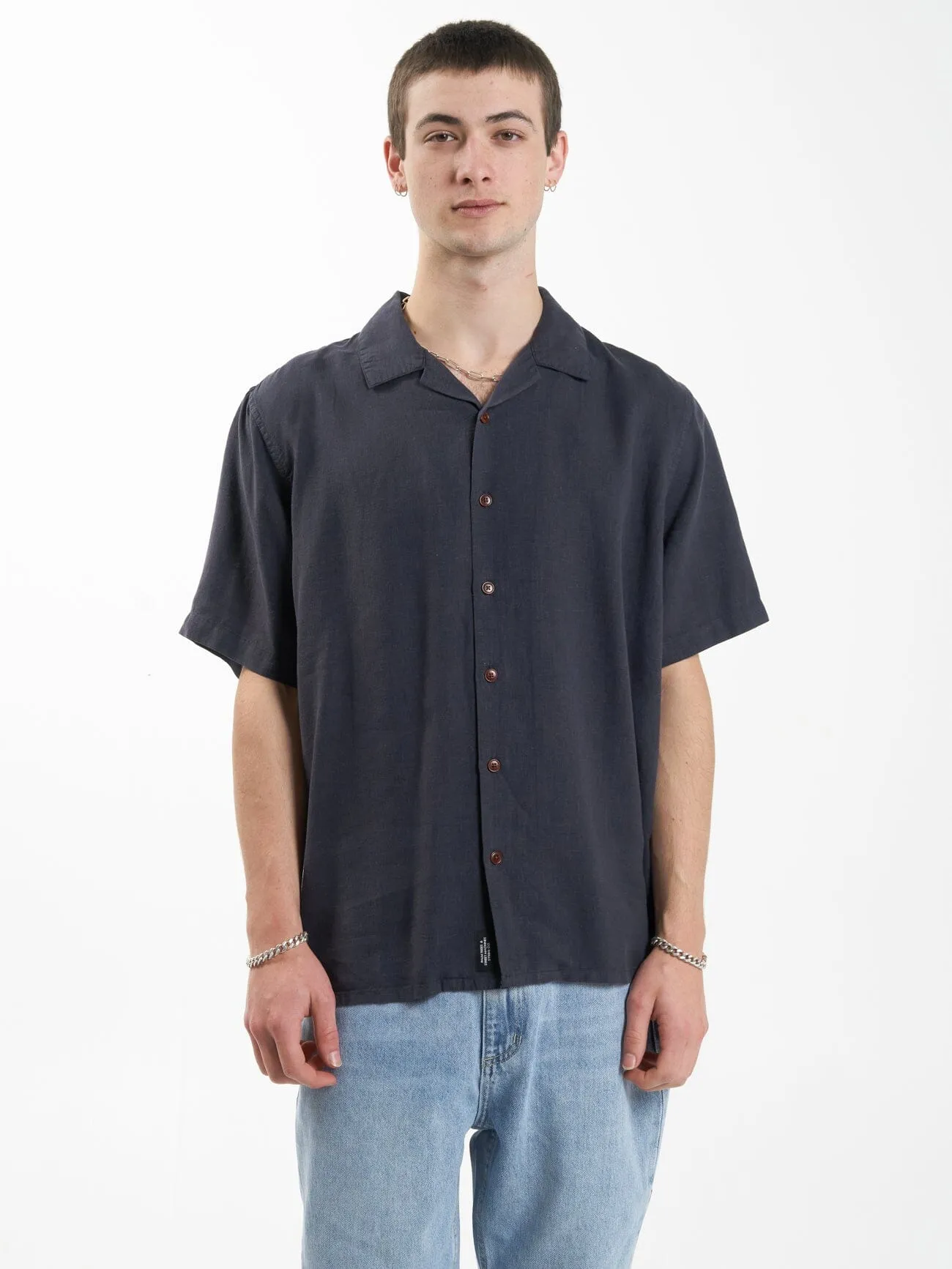 Hemp Minimal Thrills Bowling Shirt - Slate