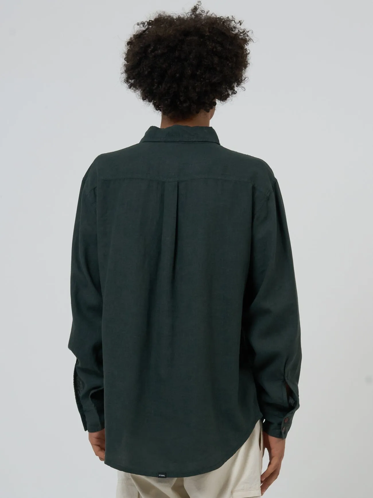 Hemp Minimal Thrills Oversize Long Sleeve Shirt - Deep Emerald