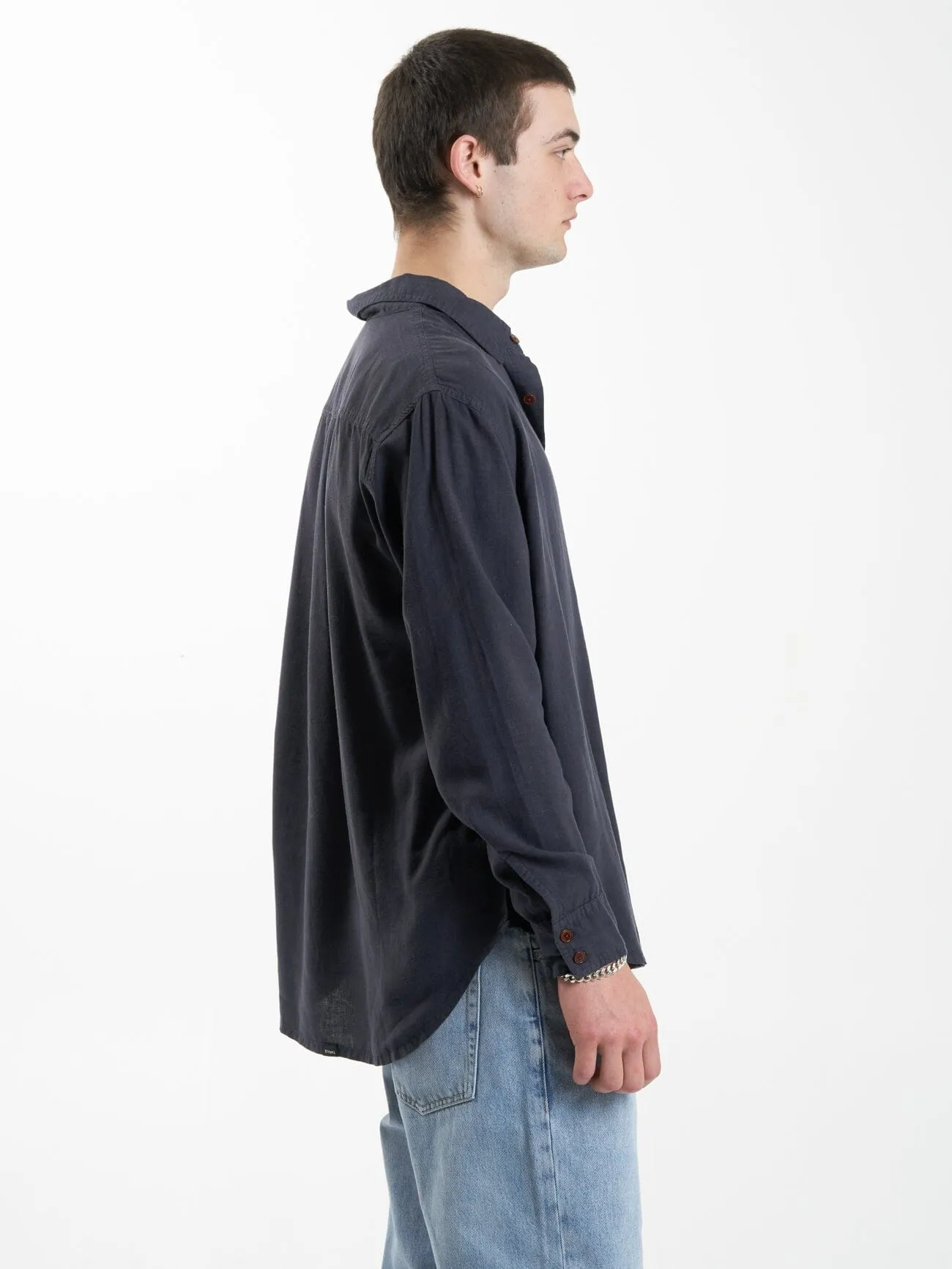 Hemp Minimal Thrills Oversize Long Sleeve Shirt - Slate