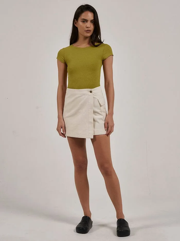 Hemp Rib Cap Sleeve Tee - Antique Moss