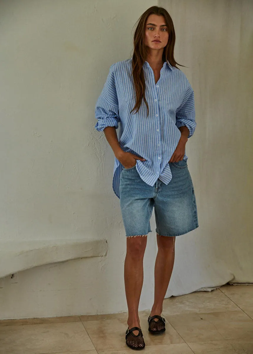 Hidden Cove Striped Shirt - Denim Blue