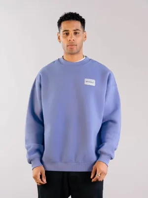 Label Relaxed Sweater - Lilac Blue