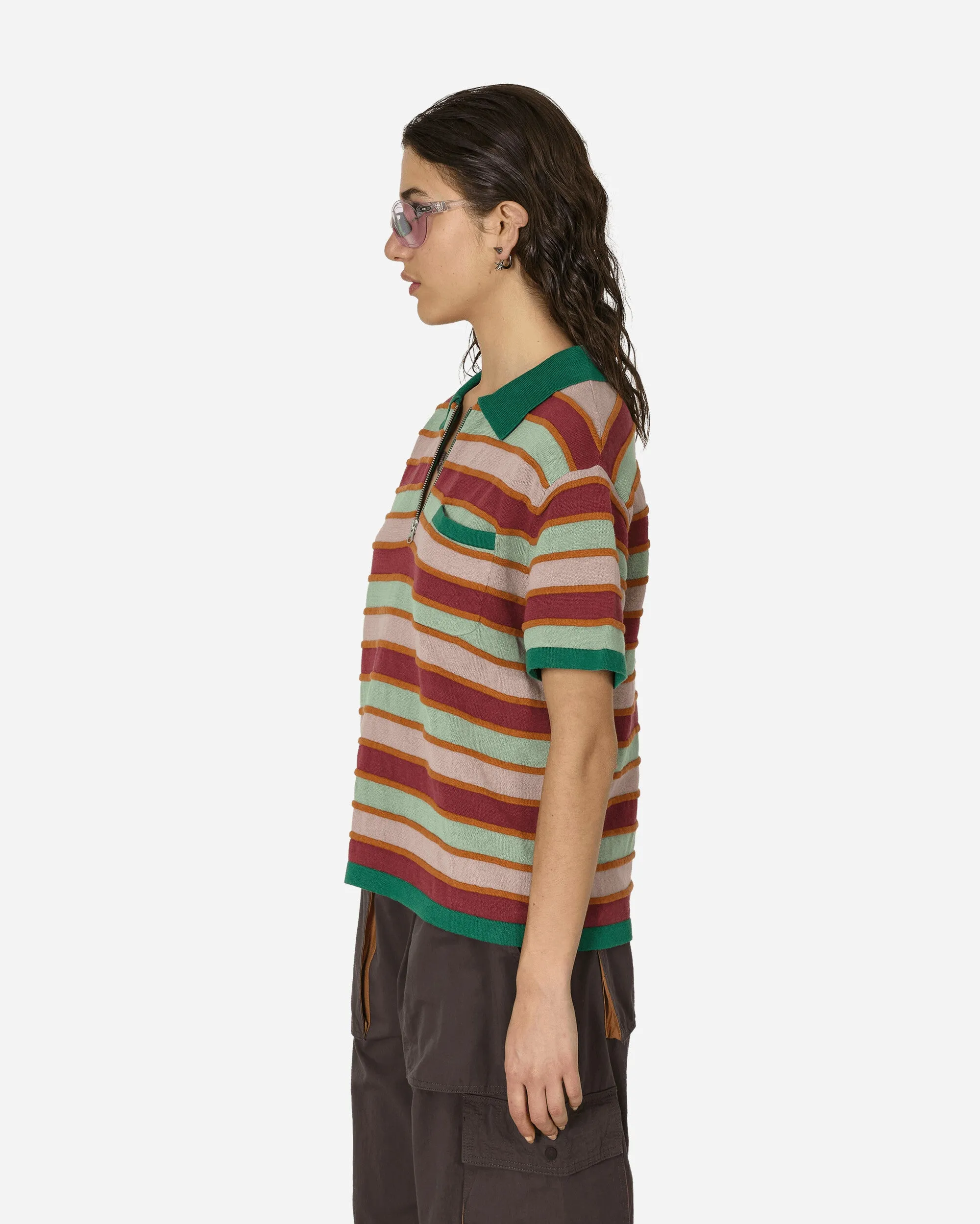 Lifted Stripe Half Zip Shirt Red