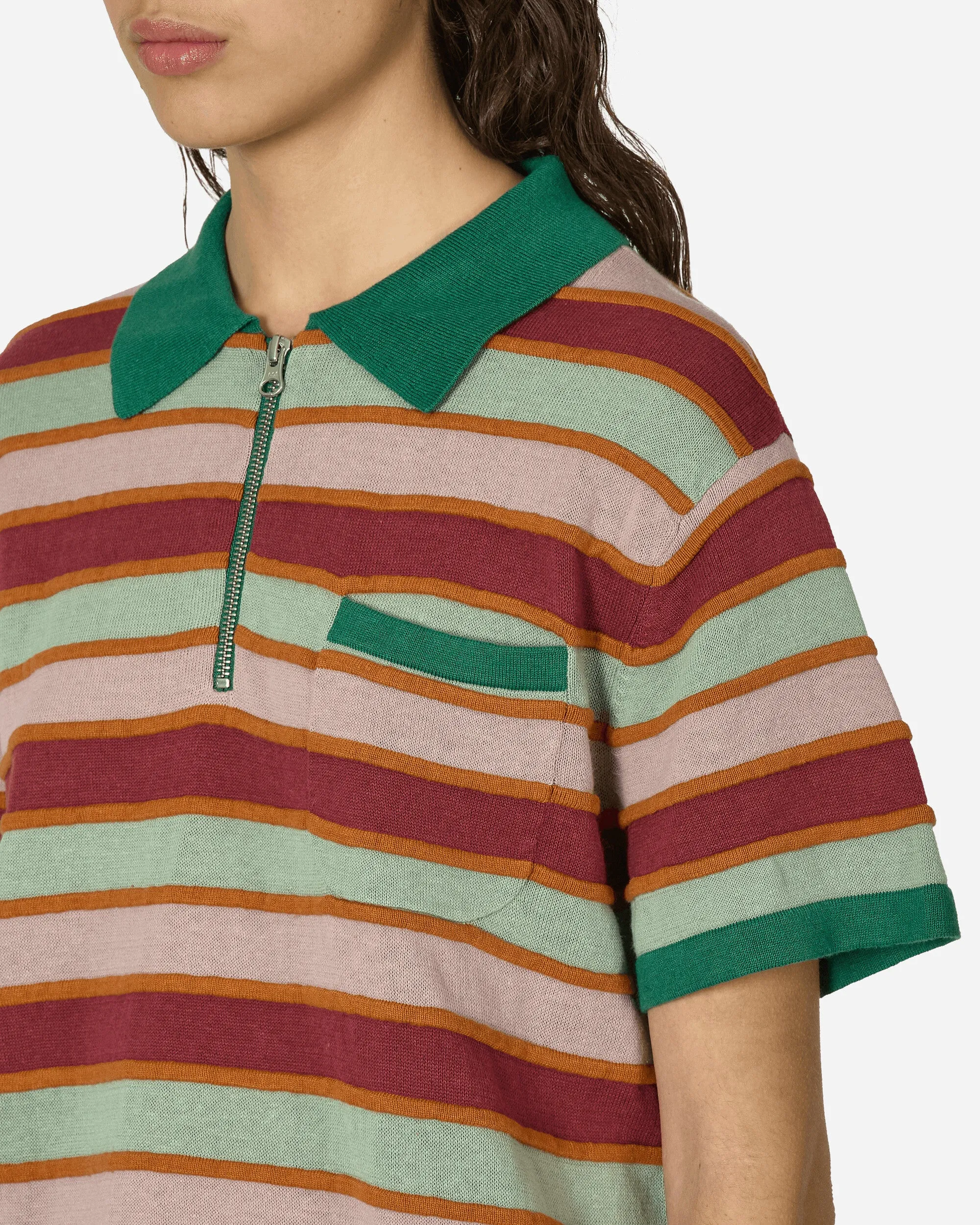 Lifted Stripe Half Zip Shirt Red