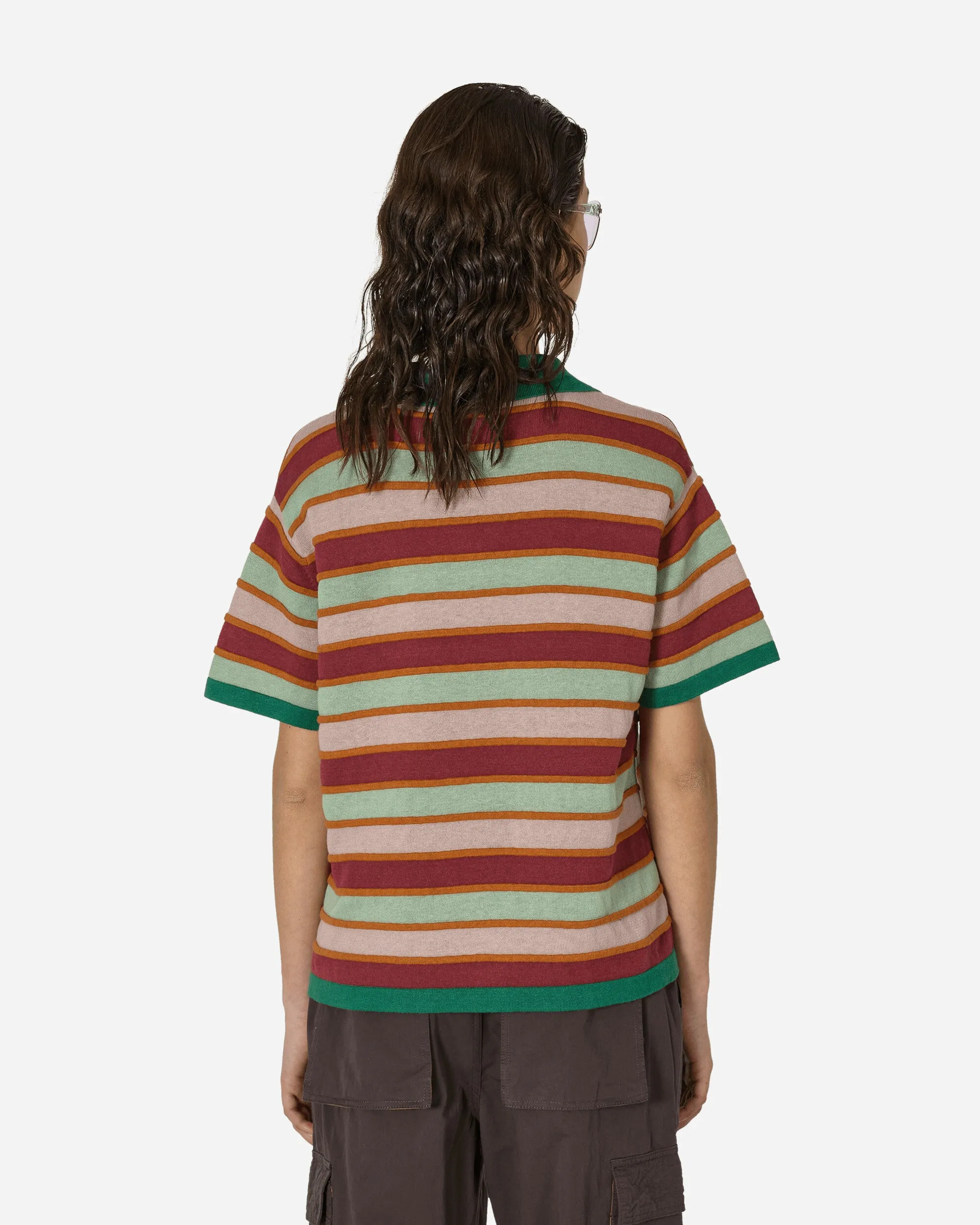 Lifted Stripe Half Zip Shirt Red