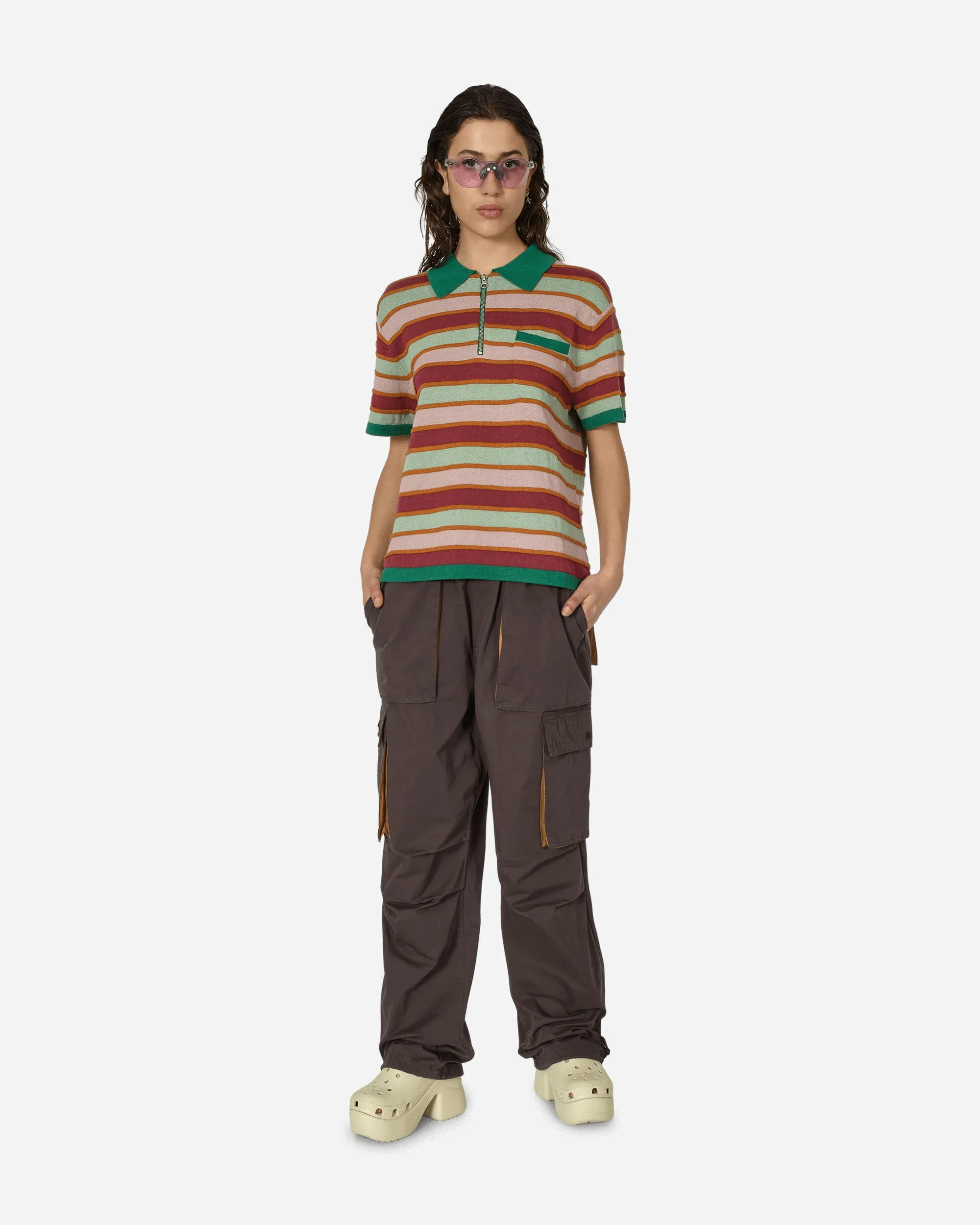 Lifted Stripe Half Zip Shirt Red