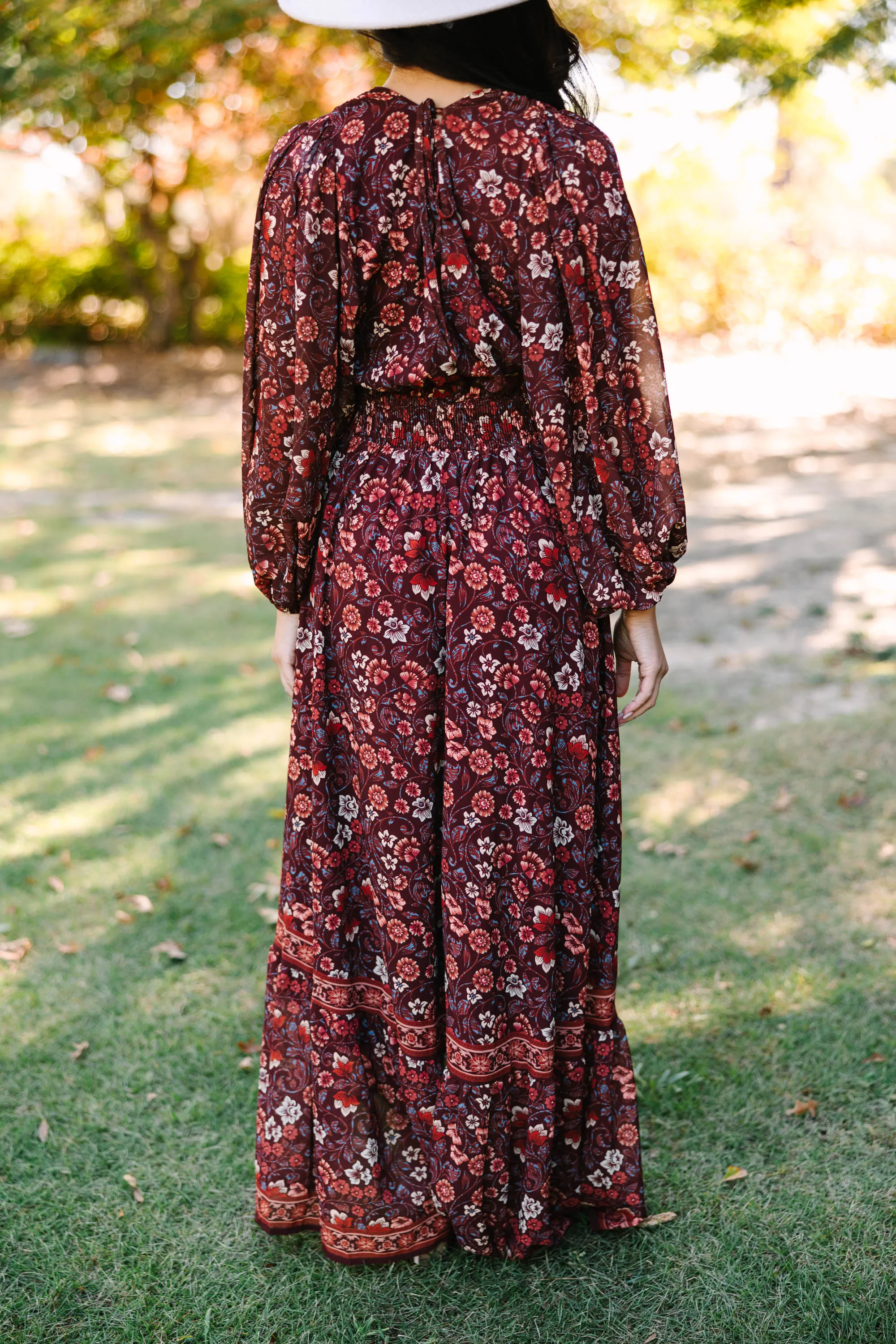 Living Your Best Life Brown Floral Maxi Dress