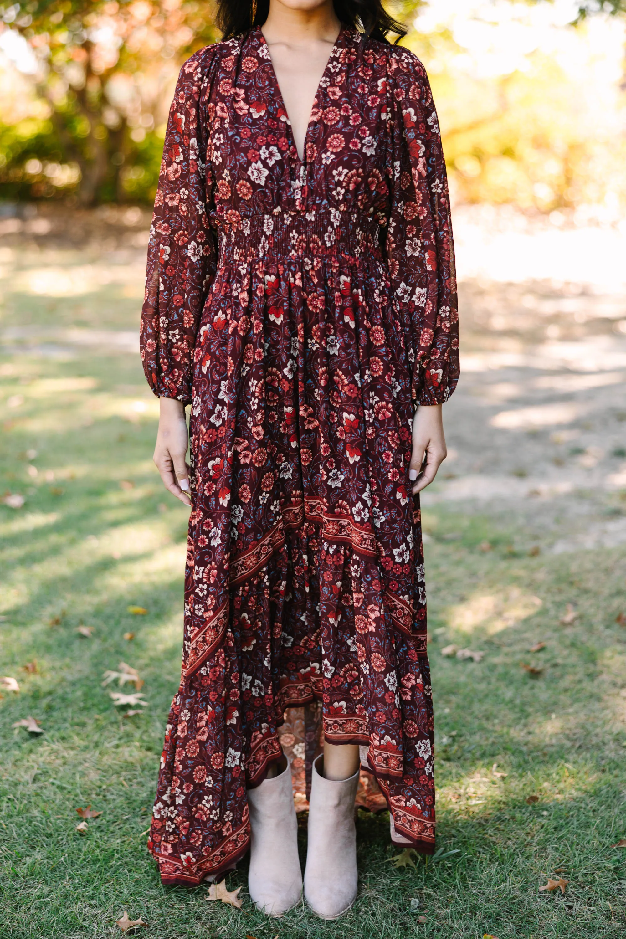 Living Your Best Life Brown Floral Maxi Dress