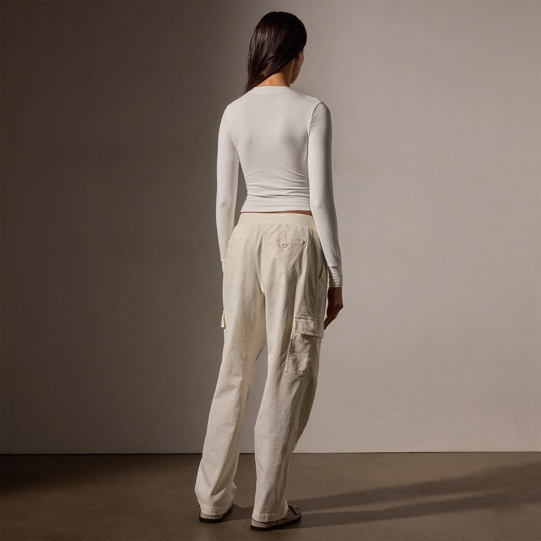 Long Sleeve Cropped Tee - White