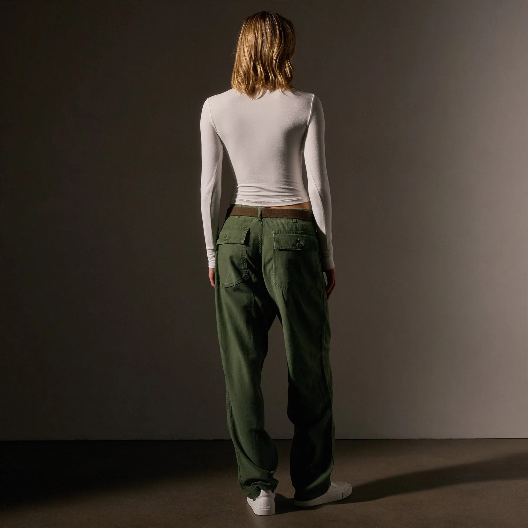 Long Sleeve Cropped Tee - White
