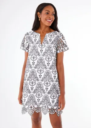 Lulu Dress Black & White Ironwork Geo Lace