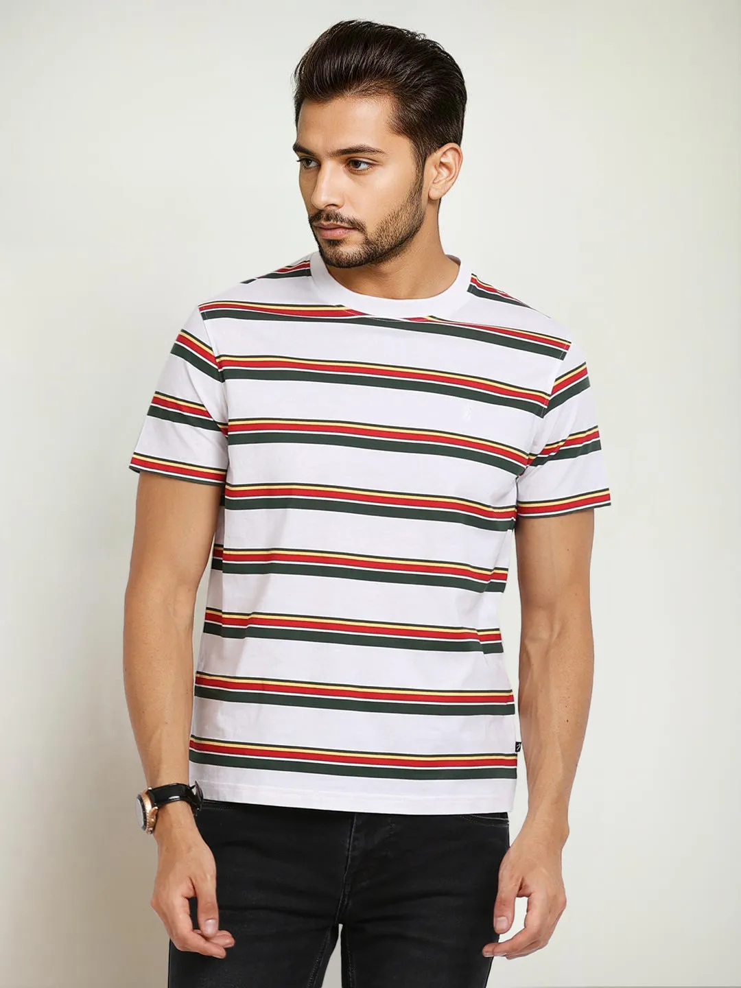 Men Striped Crew Neck T-Shirt