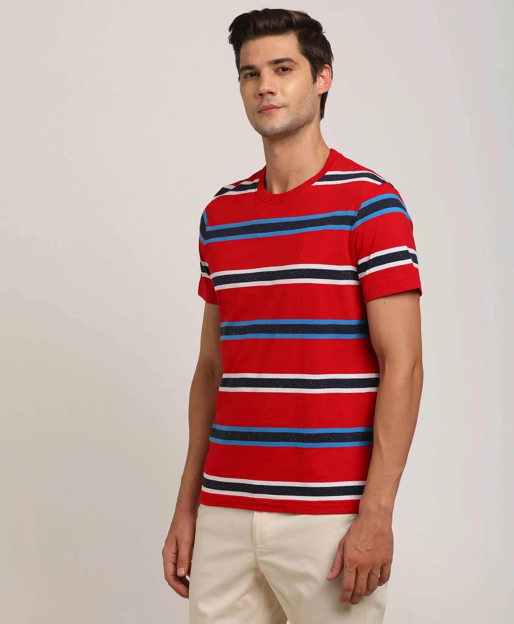 Men Striped Crew Neck T-Shirt