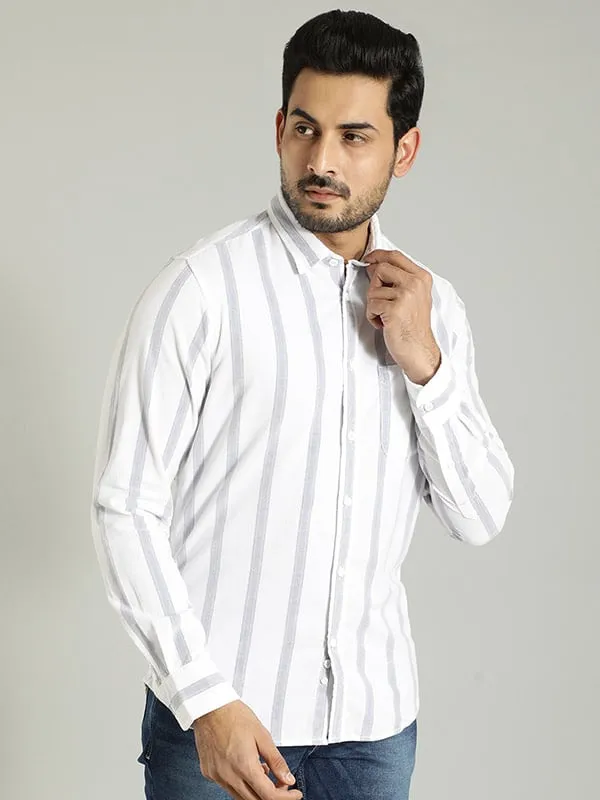 Men Striped Full Sleeve Cotton Shirt