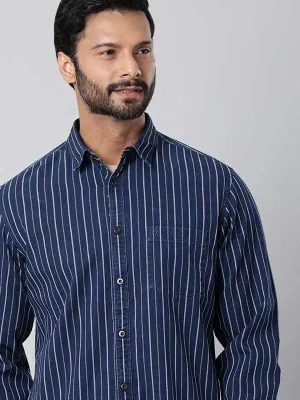 Men Striped Full Sleeve Cotton Shirt