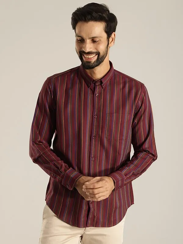 Men Striped Full Sleeve Cotton Shirt